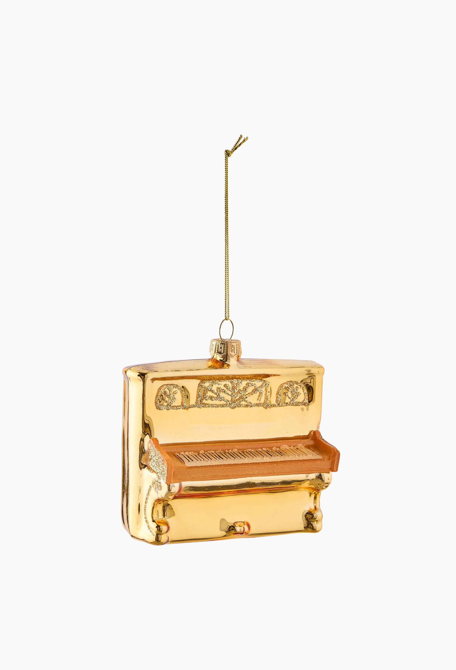 Ornement piano, 10cm, en verre, Or, large image number 1.0