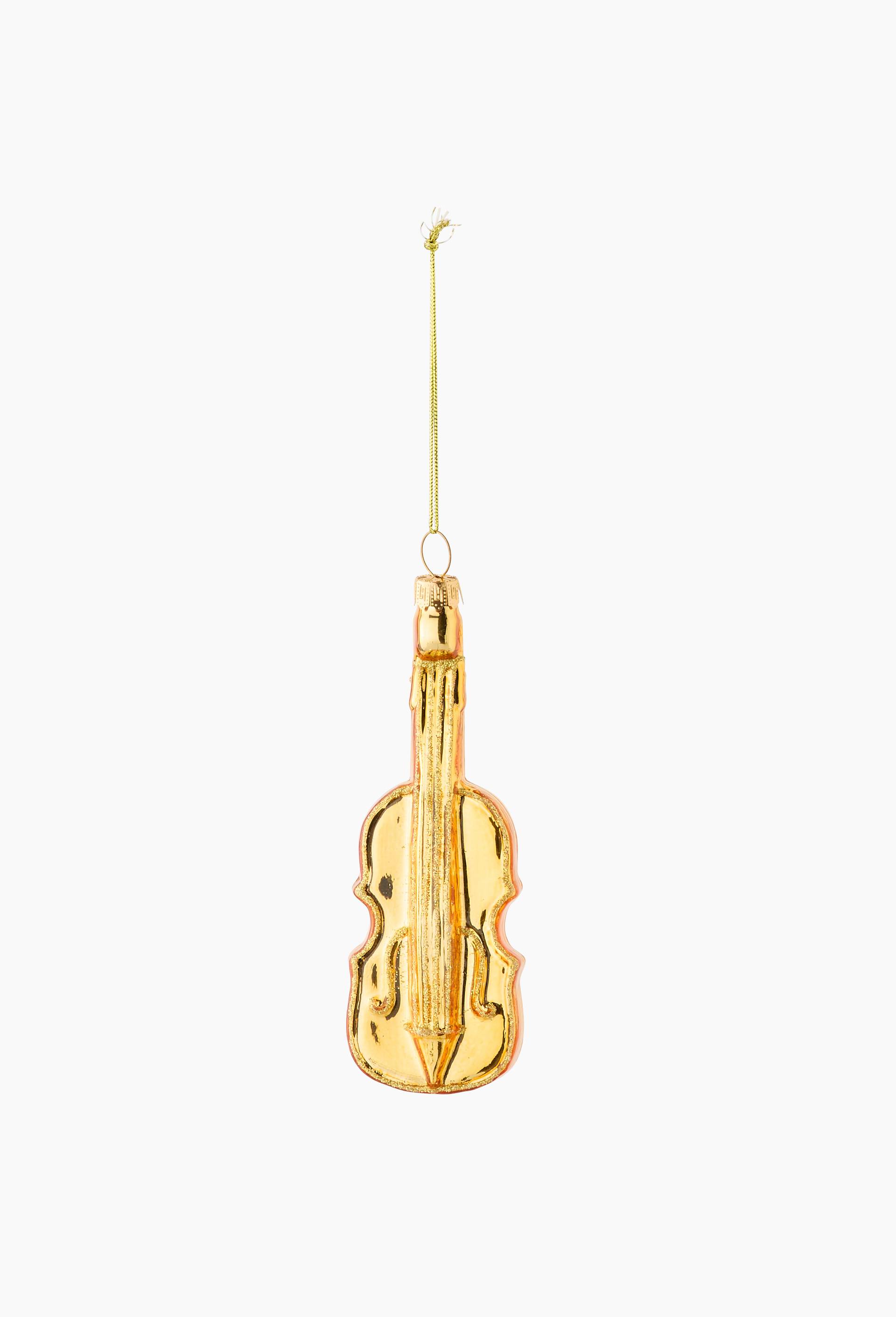 Ornement guitare, 13cm, en verre, Or, large image number 1
