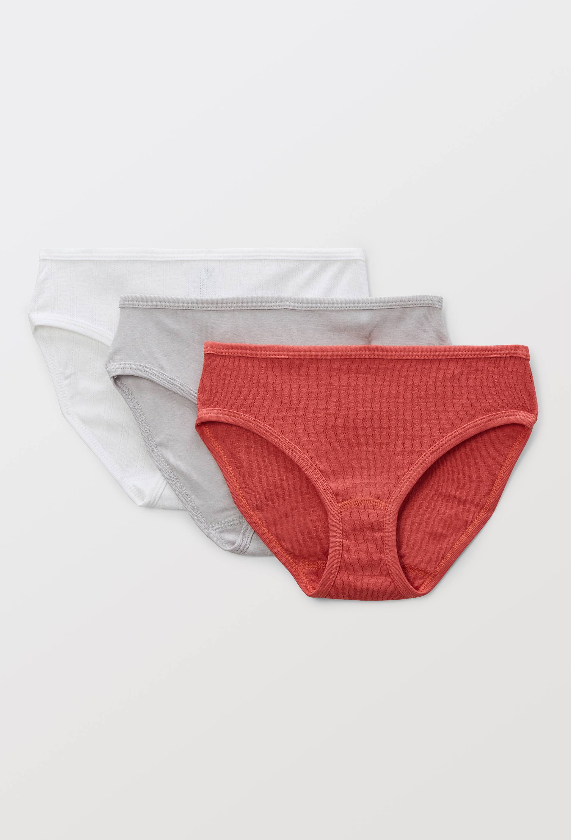 Lot de 3 culottes mini en coton BIO Petit Bateau, certifi&eacute; OEKO-TEX, Orange fonc&eacute;, large image number 0