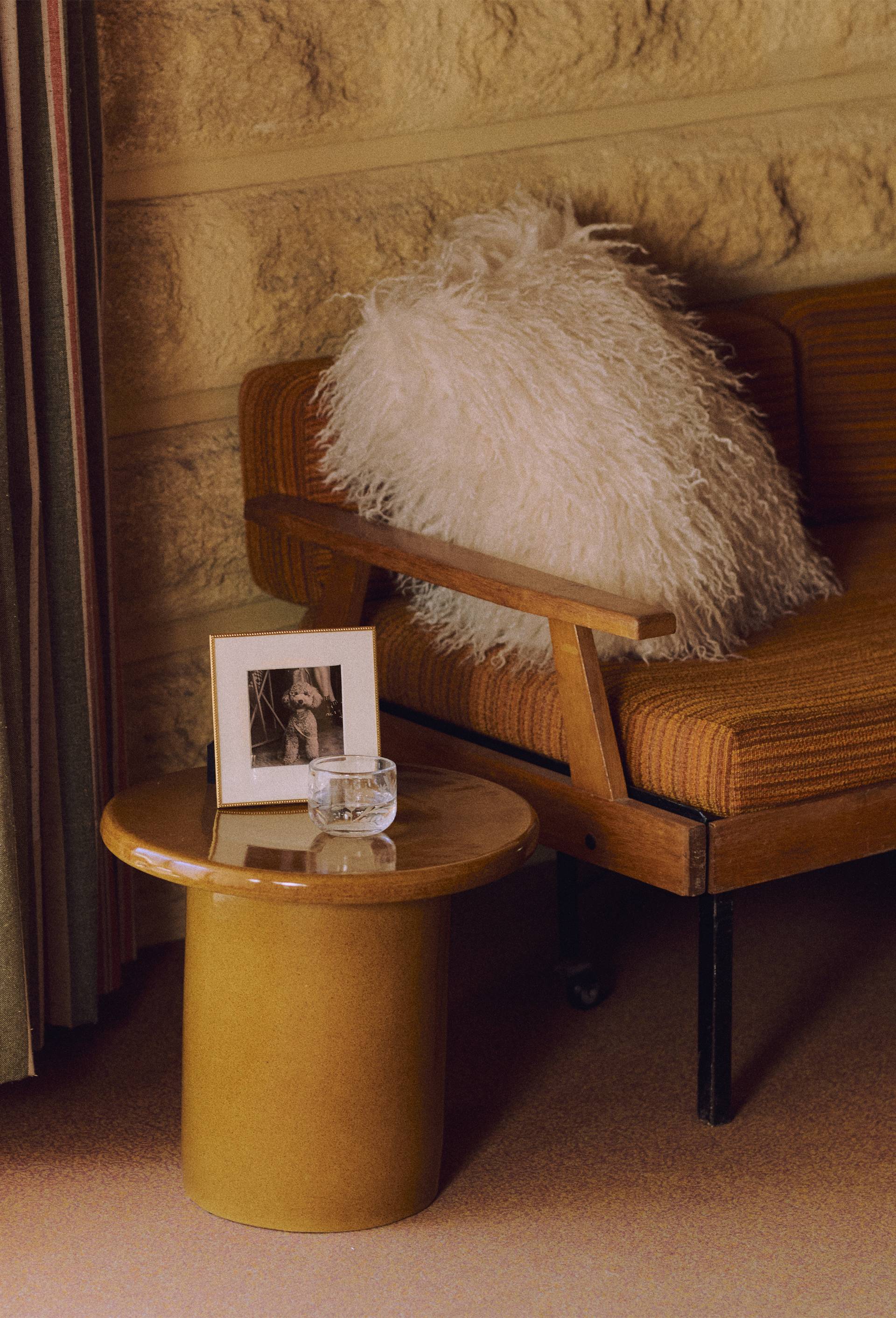 Table ronde, 40,5xH35,5cm, en céramique VERT FONCE MONOPRIX