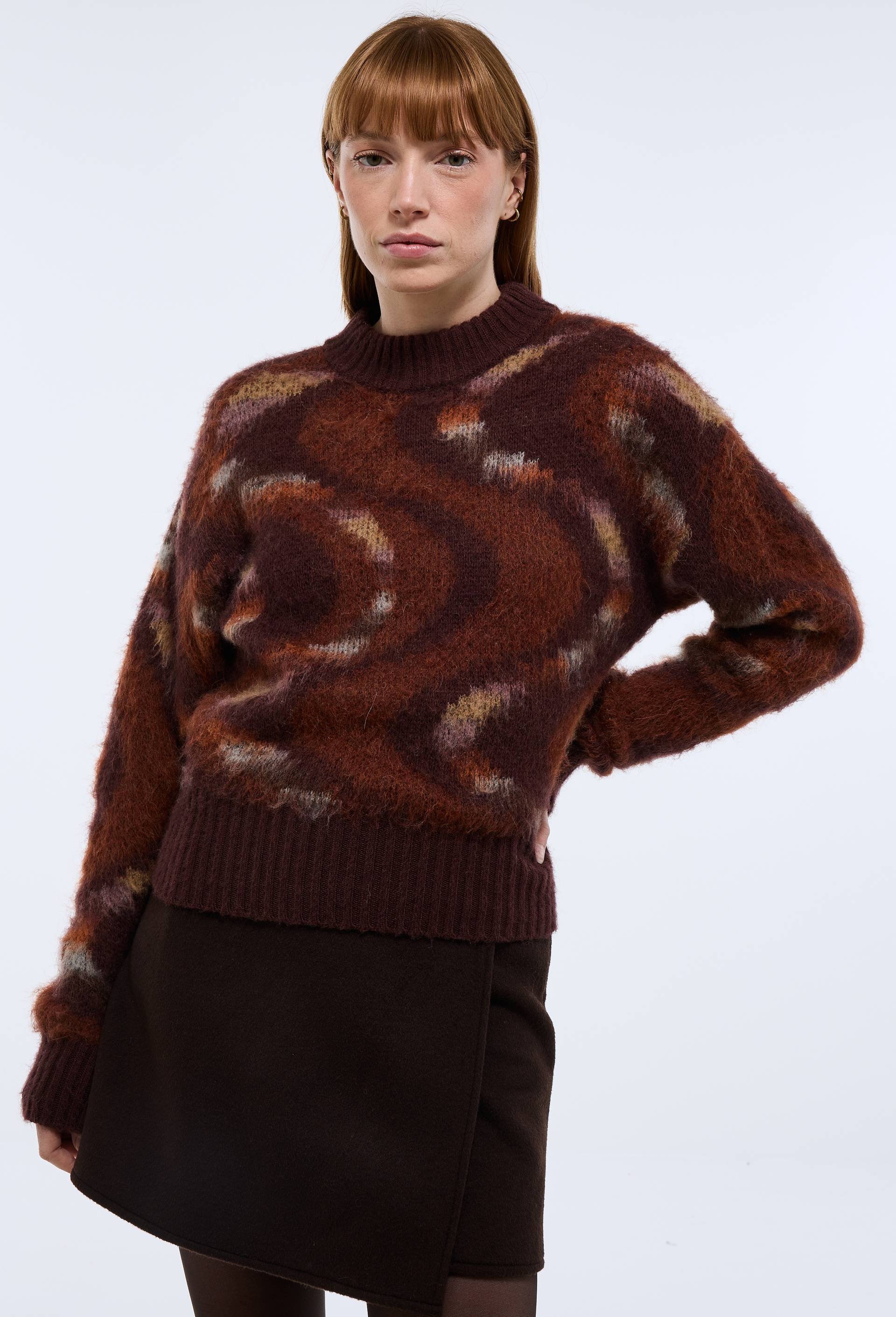Pull jacquard manches longues, Rouge, large image number 0