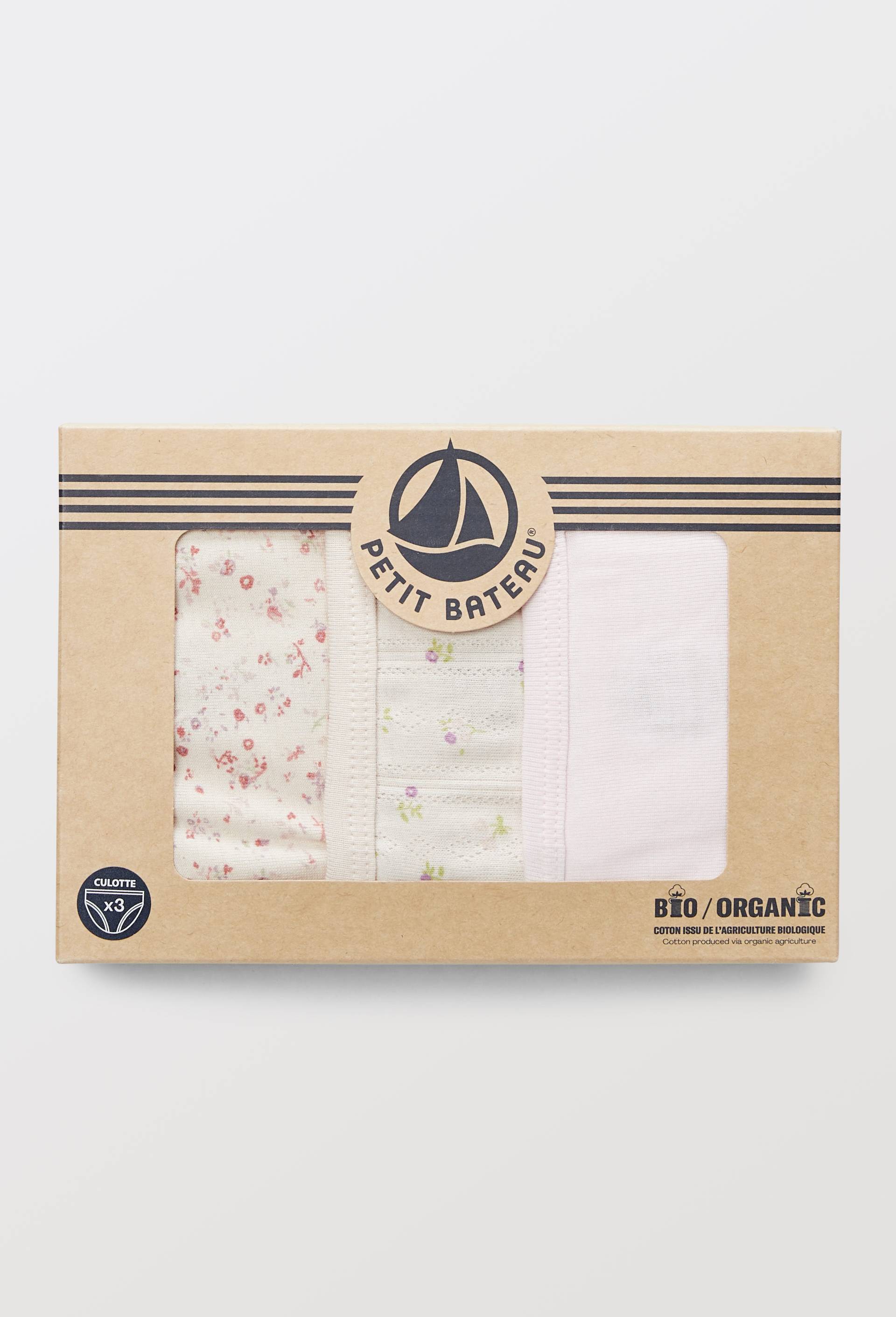 Lot de 3 culottes mini en coton BIO Petit Bateau, certifi&eacute; OEKO-TEX, Rose, large image number 0.0