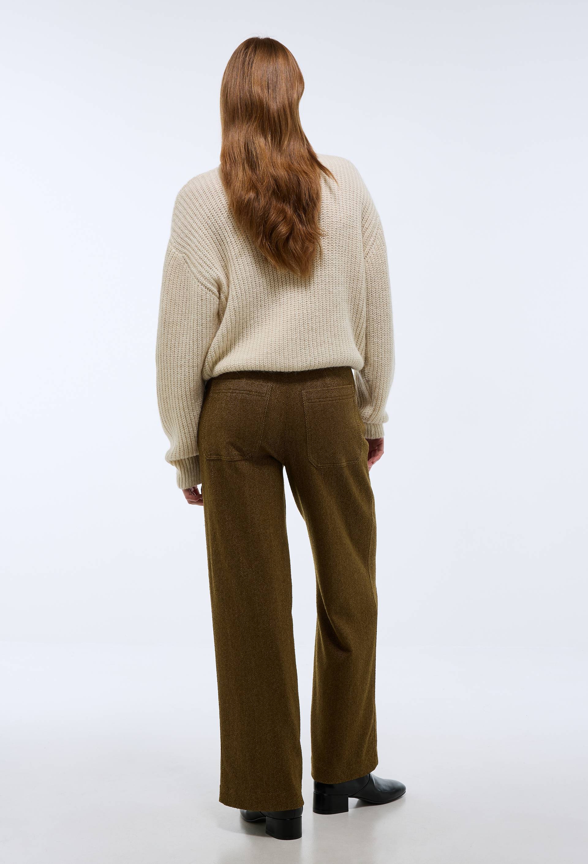 Pantalon fluide en chevron, Jaune fonc&eacute;, large image number 1