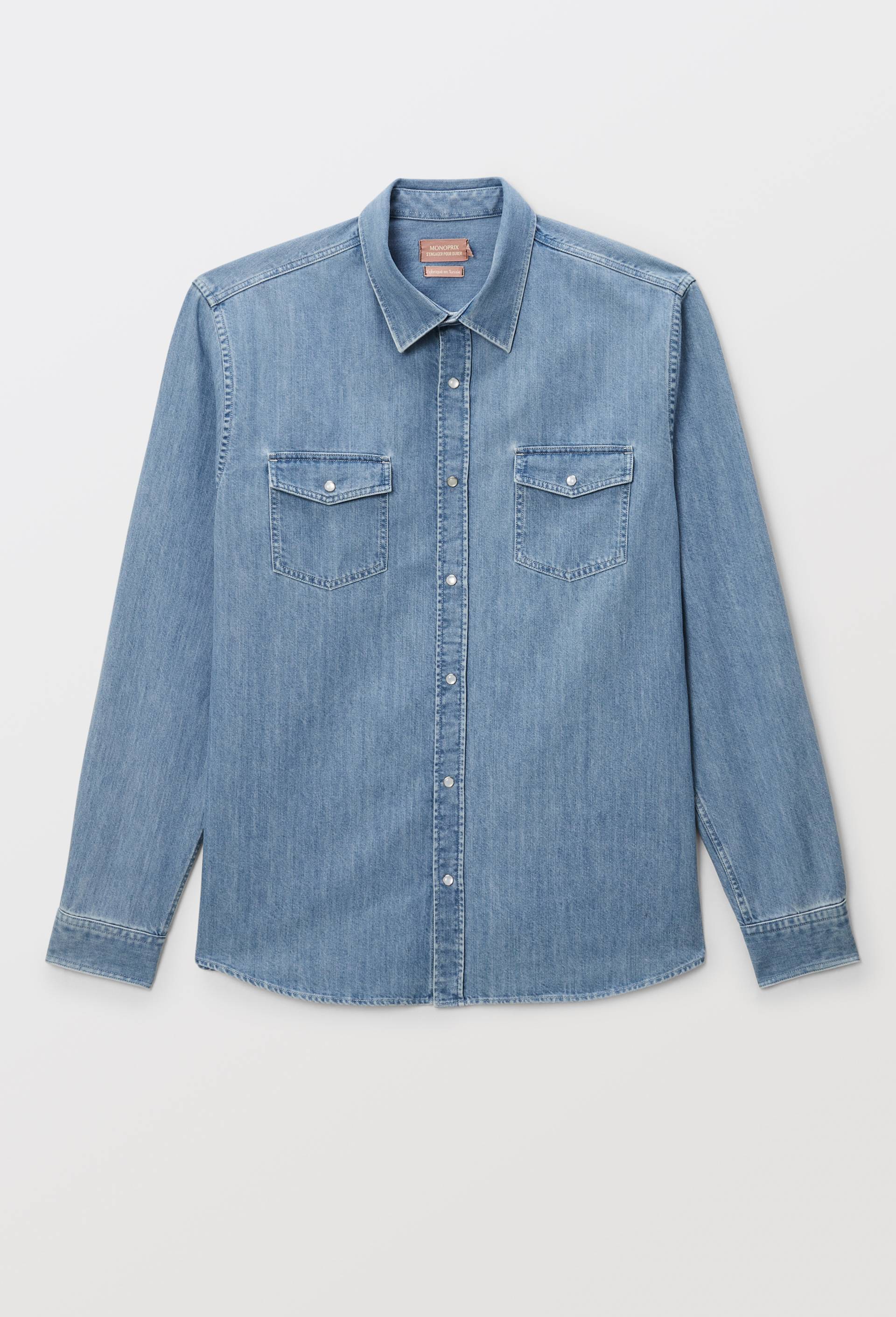 Chemise denim en coton, Bleu clair, large image number 2.0