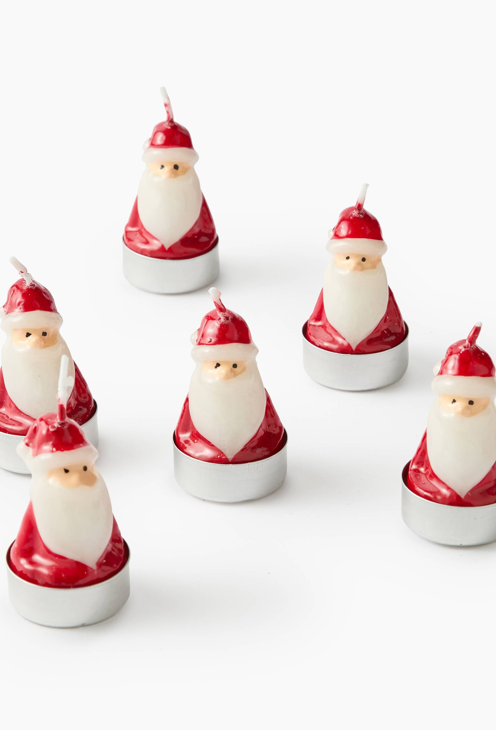 Boite de 6 t-light p&egrave;re no&euml;l laqu&eacute;, 16x11x6 cm, en cire, Rouge, large image number 0