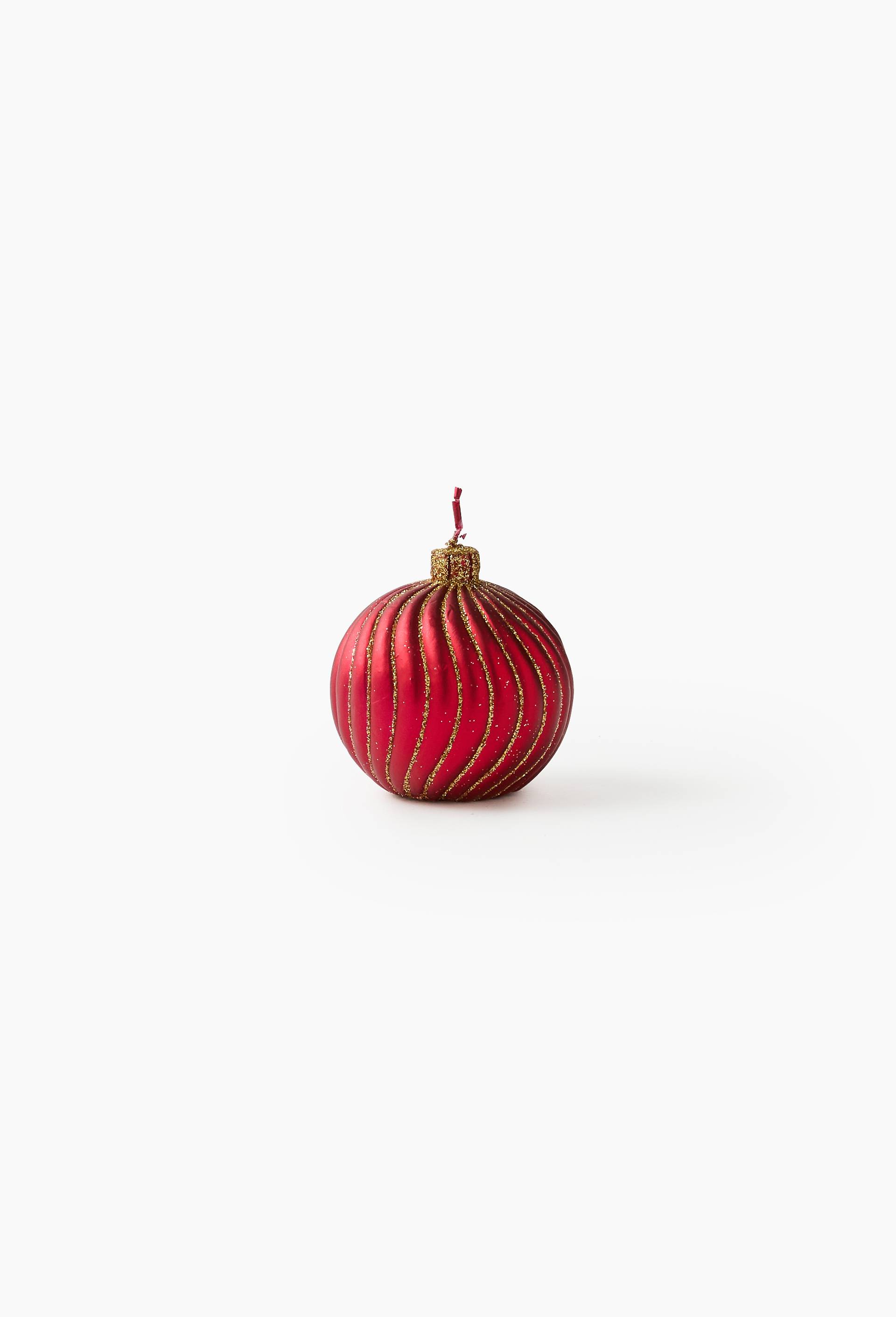 Bougie ronde stri&eacute;e, D6cm, en cire, Rouge, large image number 0