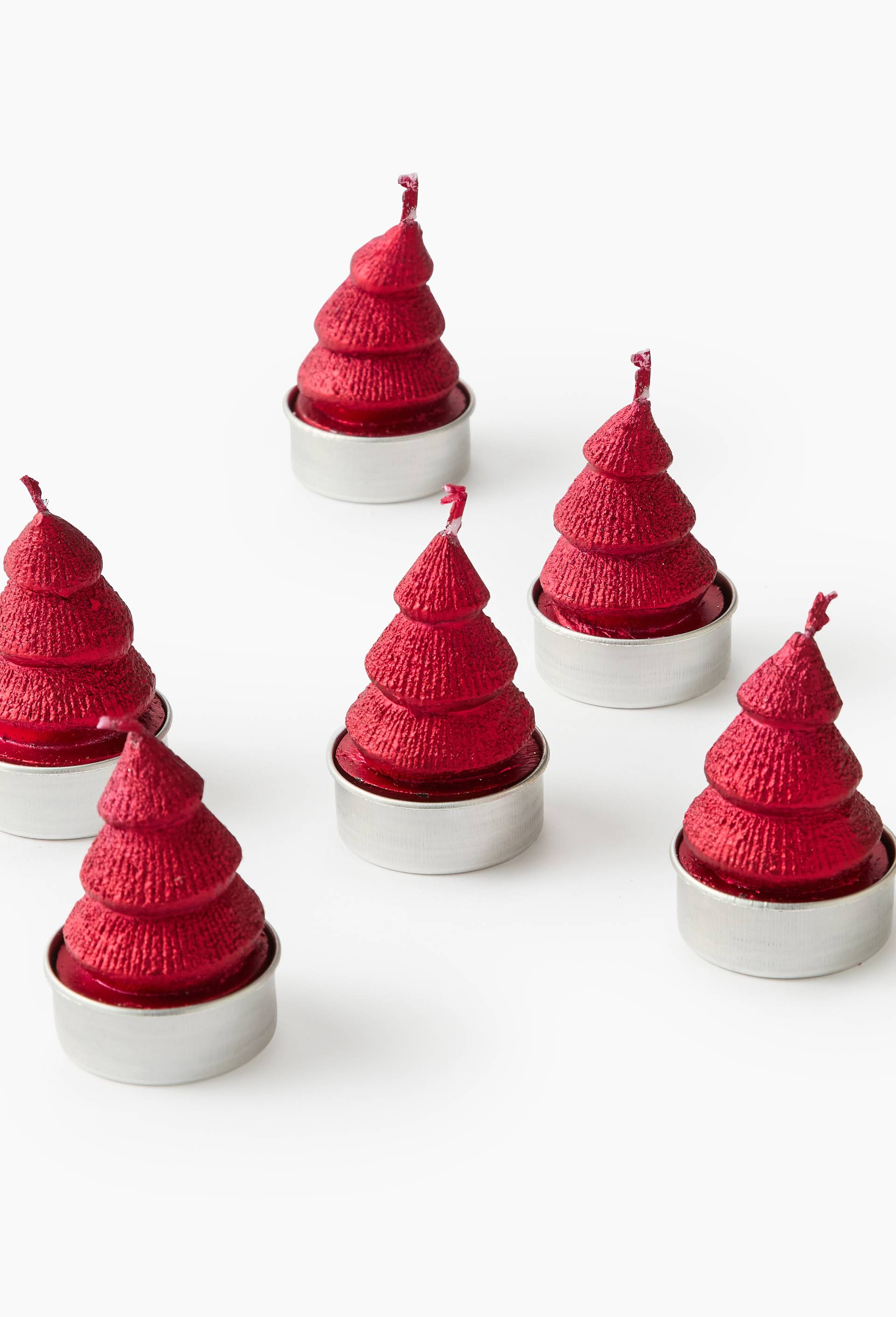 Set 6 Tlight sapin, 16x11x7 cm, en cire, Rouge, large image number 0.0