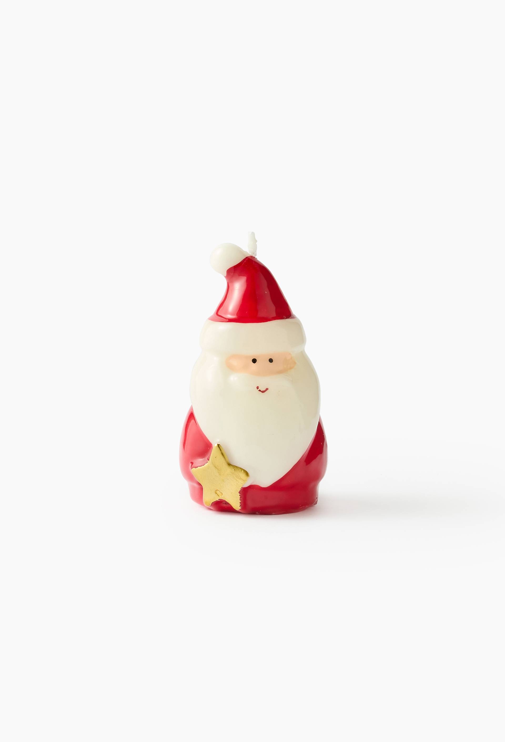 Bougie p&egrave;re no&euml;l &eacute;toile, 6.8x6.8x11.8cm, en cire, Rouge, large image number 0