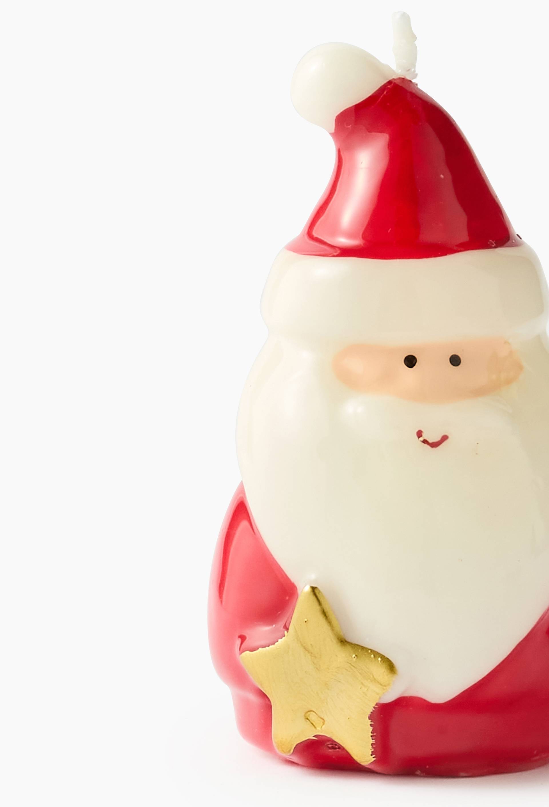 Bougie p&egrave;re no&euml;l &eacute;toile, 6.8x6.8x11.8cm, en cire, Rouge, large image number 1