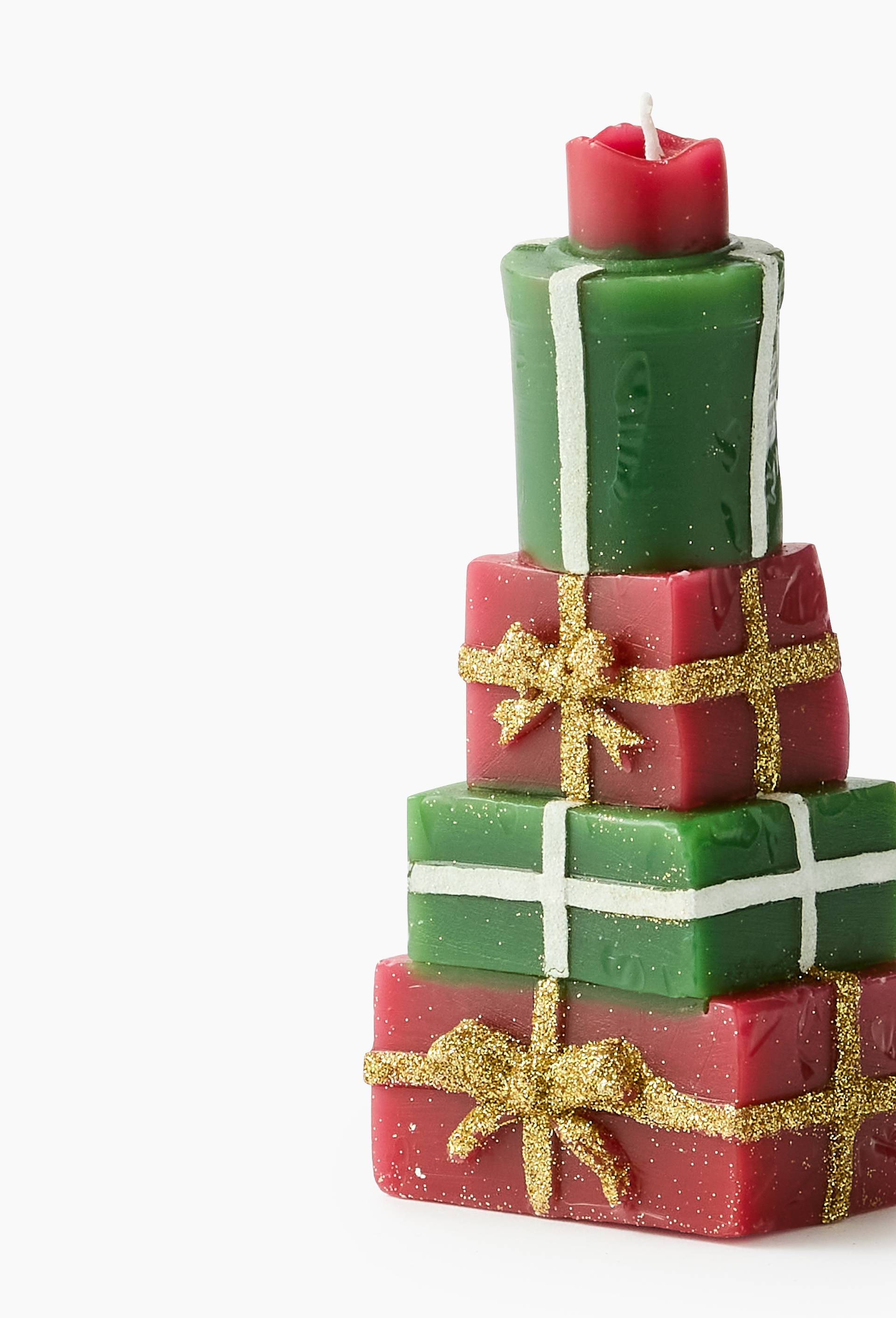 Bougie pyramide de cadeaux, H15cm, en cire, Rouge, large image number 1.0