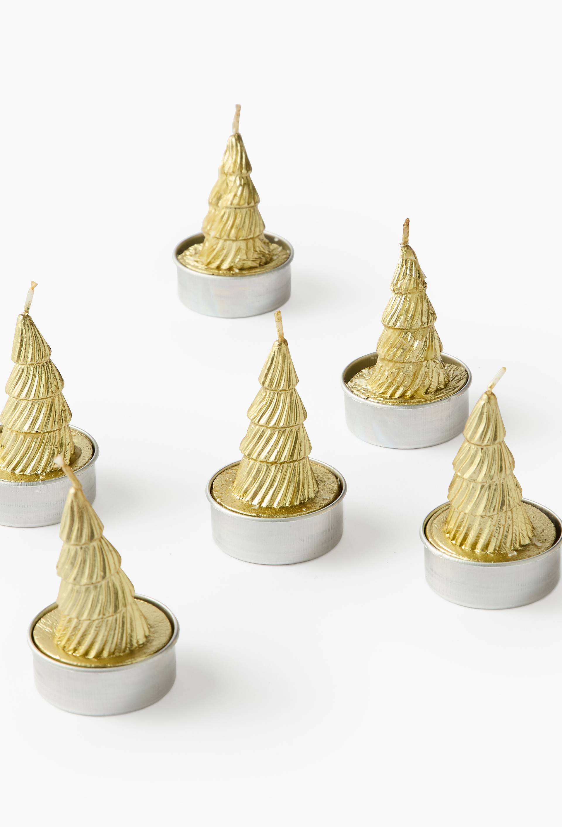 Set 6 Tlight sapin, D3.8cm, en cire, Or, large image number 0.0