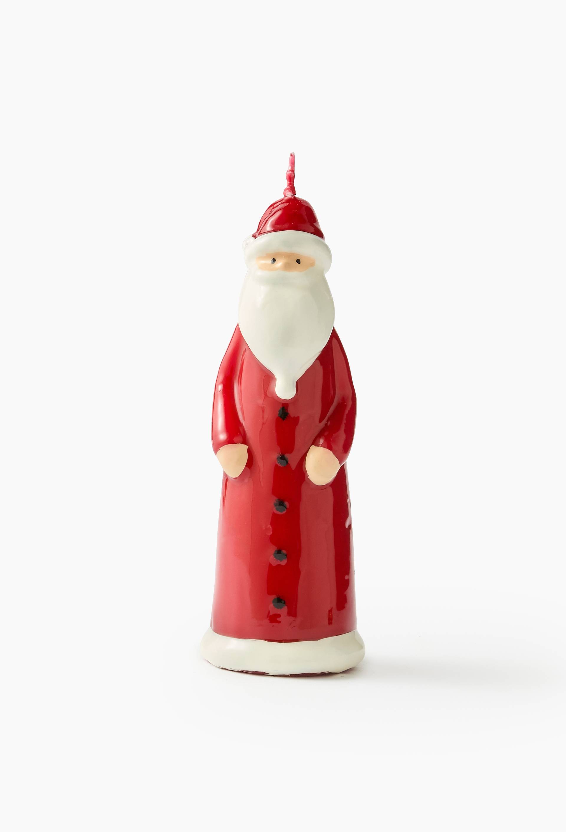 Bougie p&egrave;re no&euml;l fin M, 6.9x6.9x19cm, en cire, Rouge, large image number 0