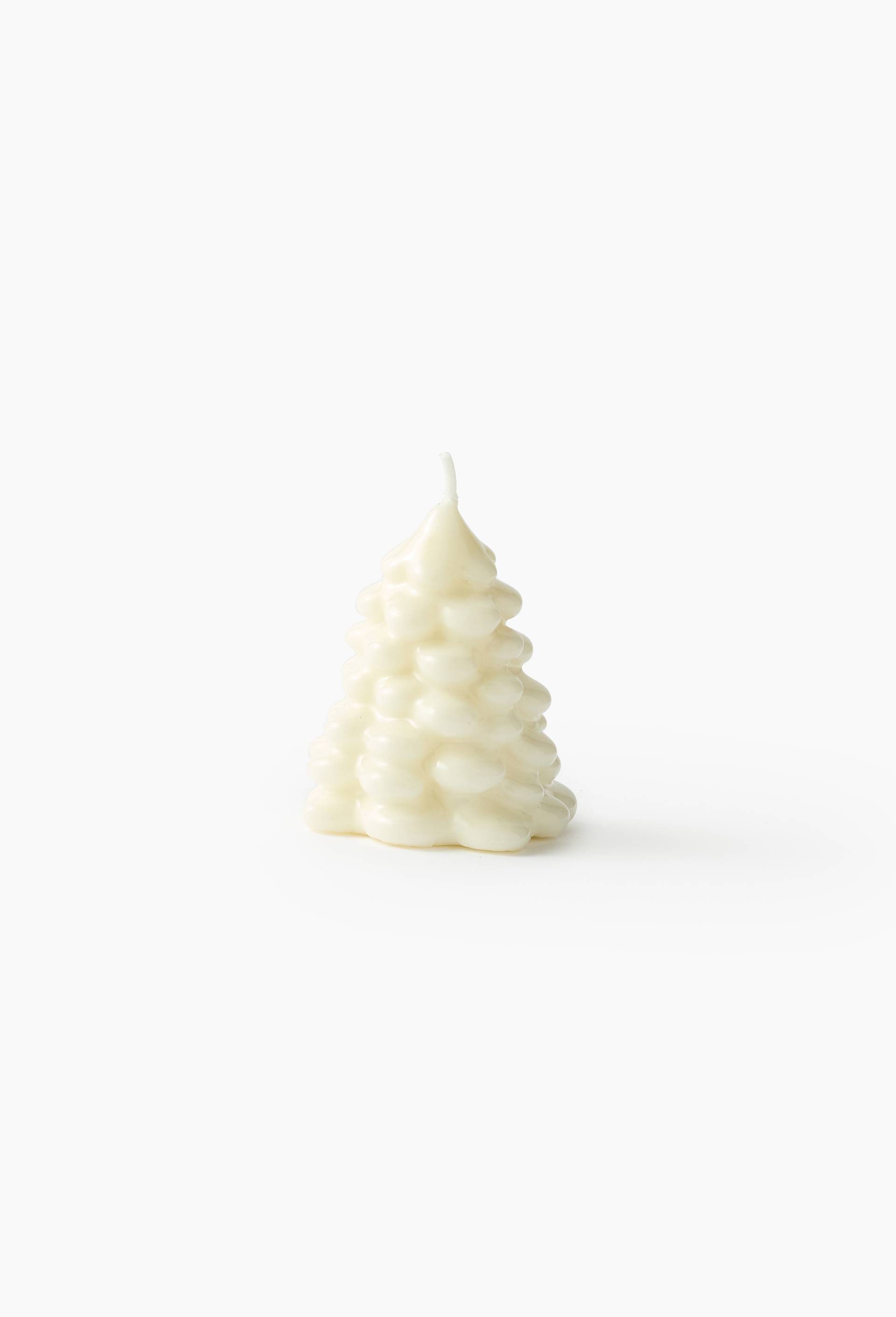 Bougie sapin enneig&eacute; laqu&eacute;, 7,7*7,9*9,2cm, en cire, Blanc, large image number 0