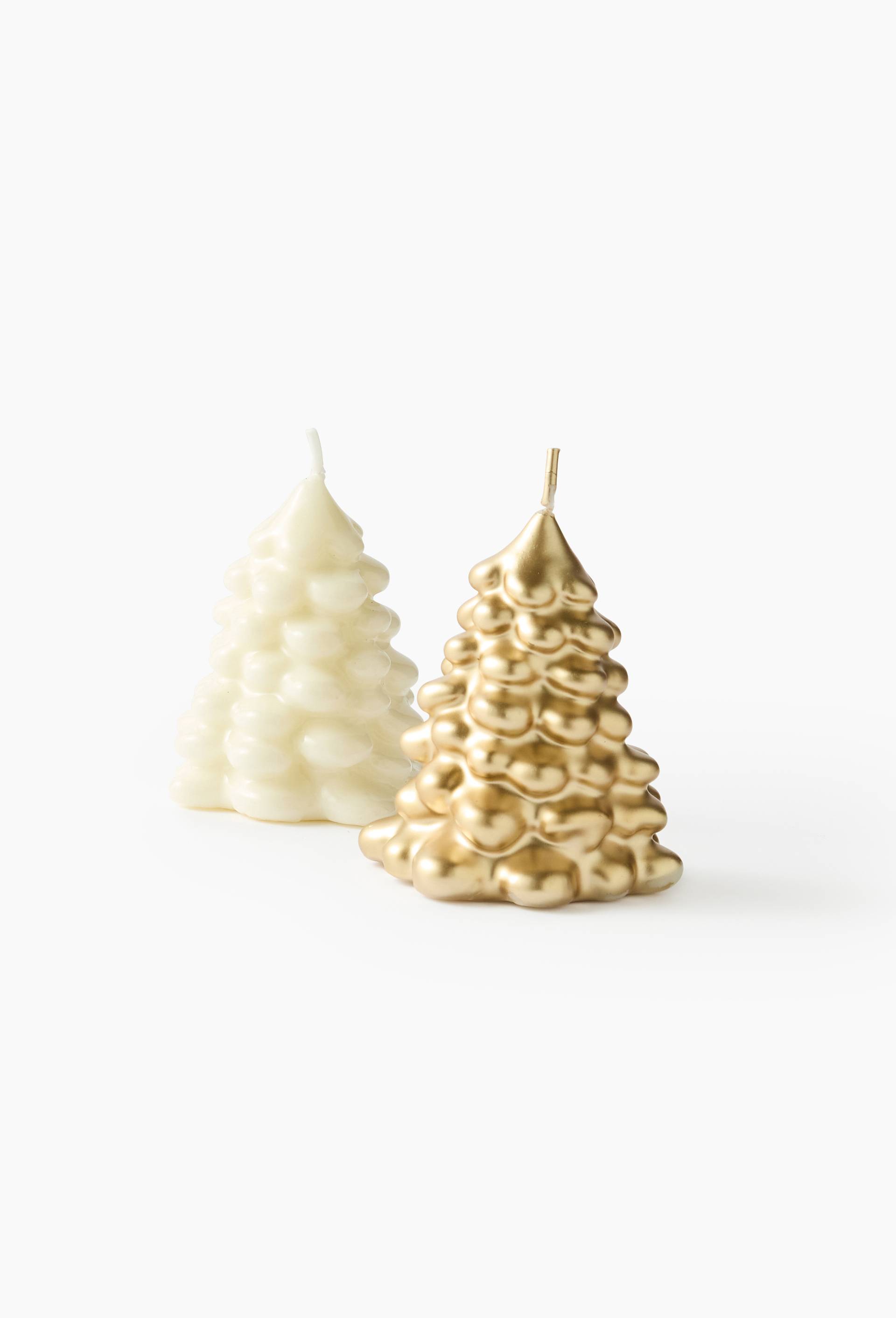 Bougie sapin enneig&eacute; laqu&eacute;, 7,7*7,9*9,2cm, en cire, Blanc, large image number 1