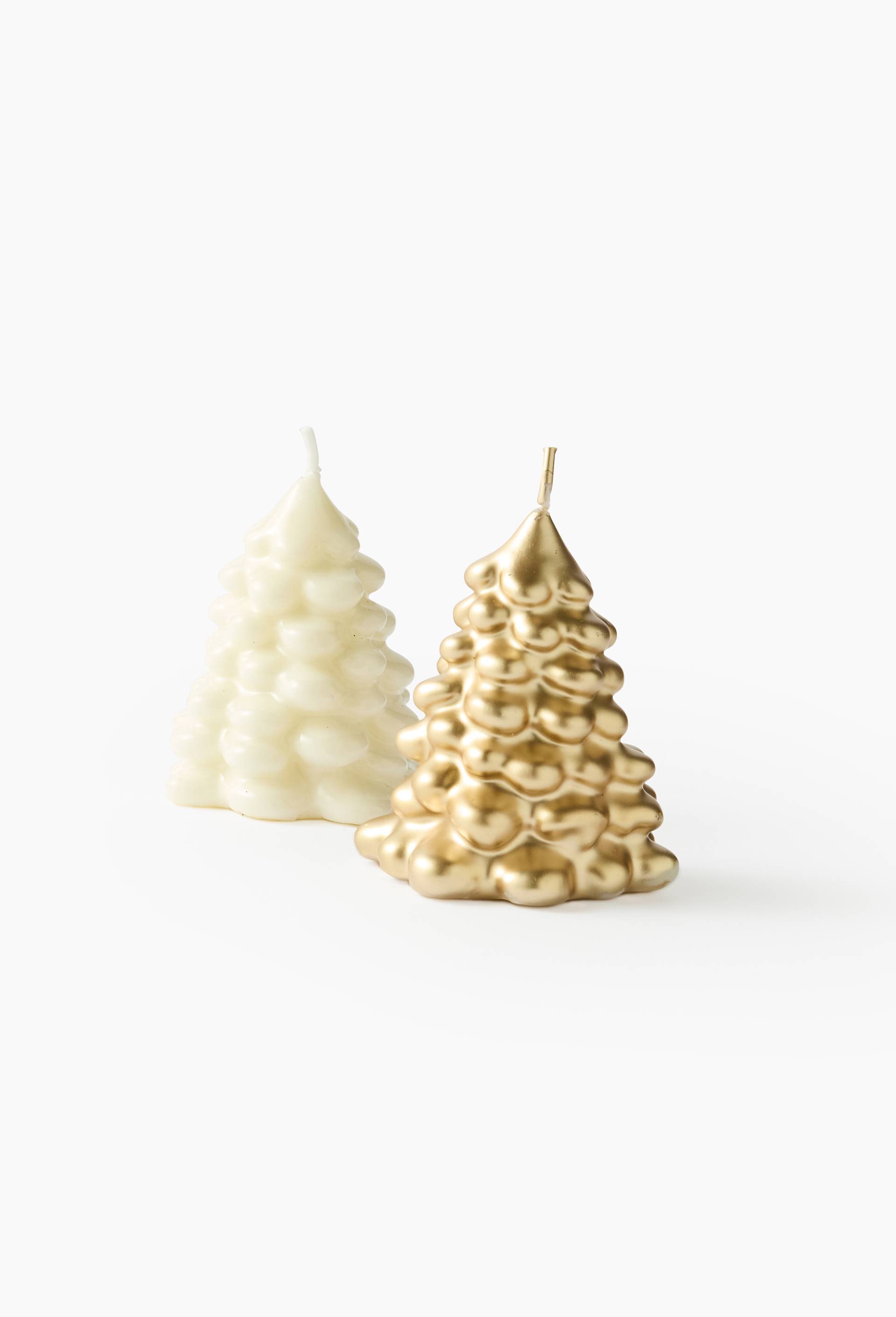 Bougie sapin enneig&eacute; laqu&eacute;, 7,7*7,9*9,2cm, en cire, Or, large image number 1