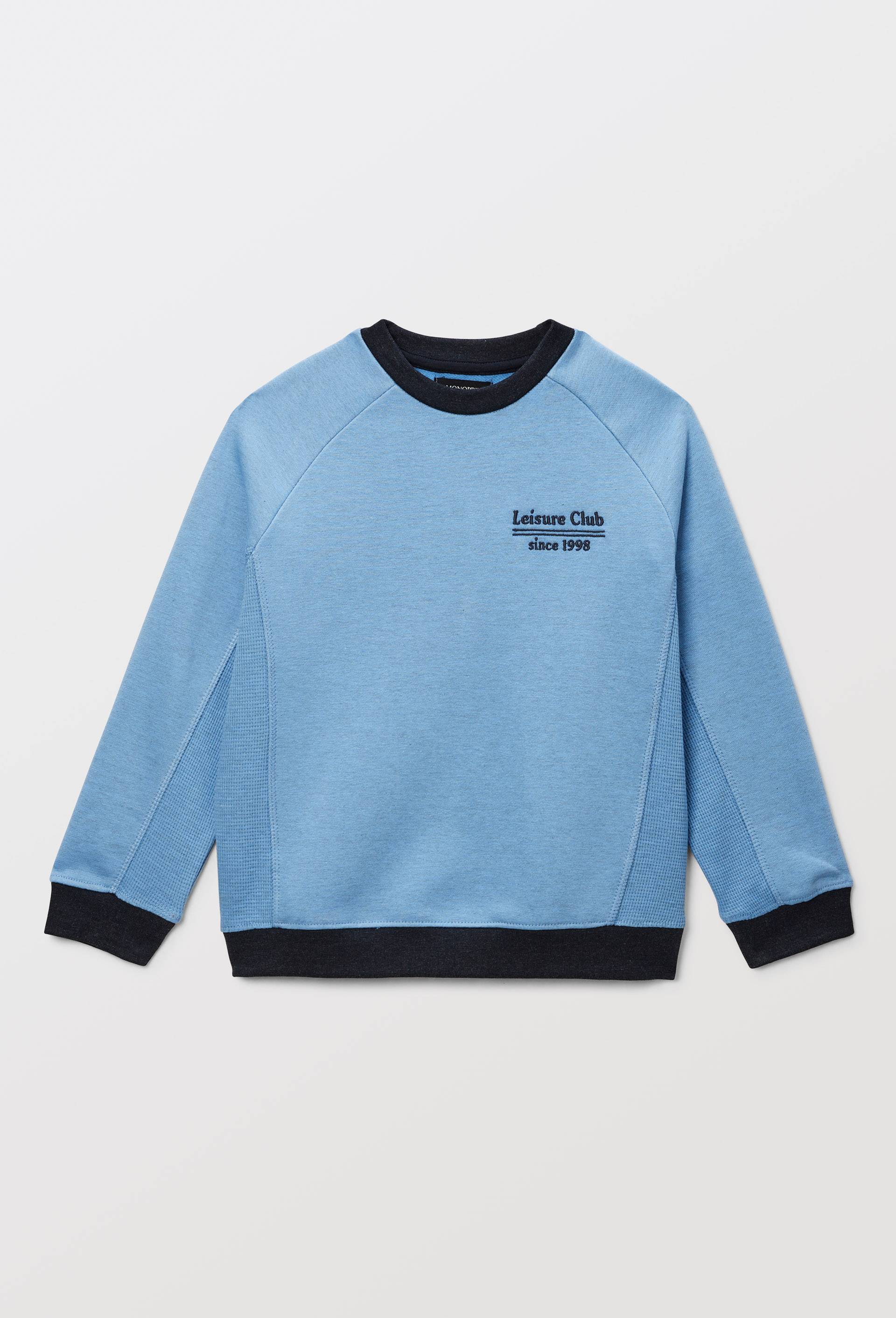 Sweat col rond colorblock en coton BIO GOTS, Bleu, large image number 1