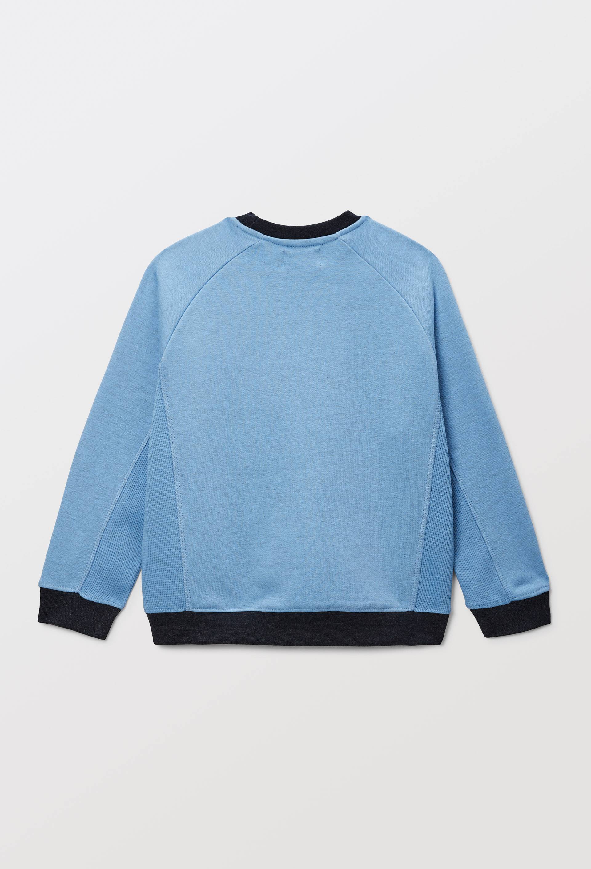 Sweat col rond colorblock en coton BIO GOTS, Bleu, large image number 2
