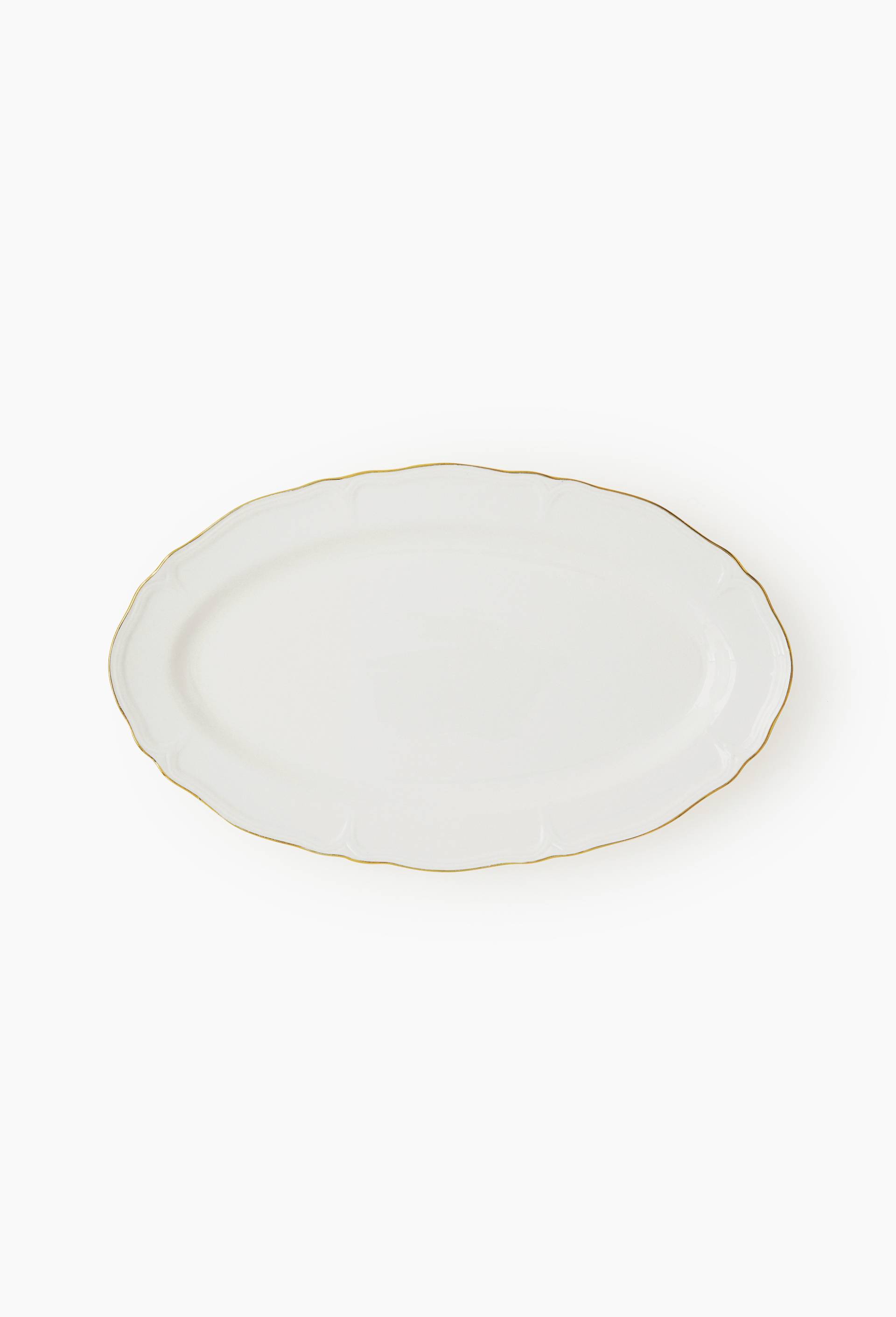Plat ovale finition festonn&eacute;e, 30x18cm, Blanc, large image number 0