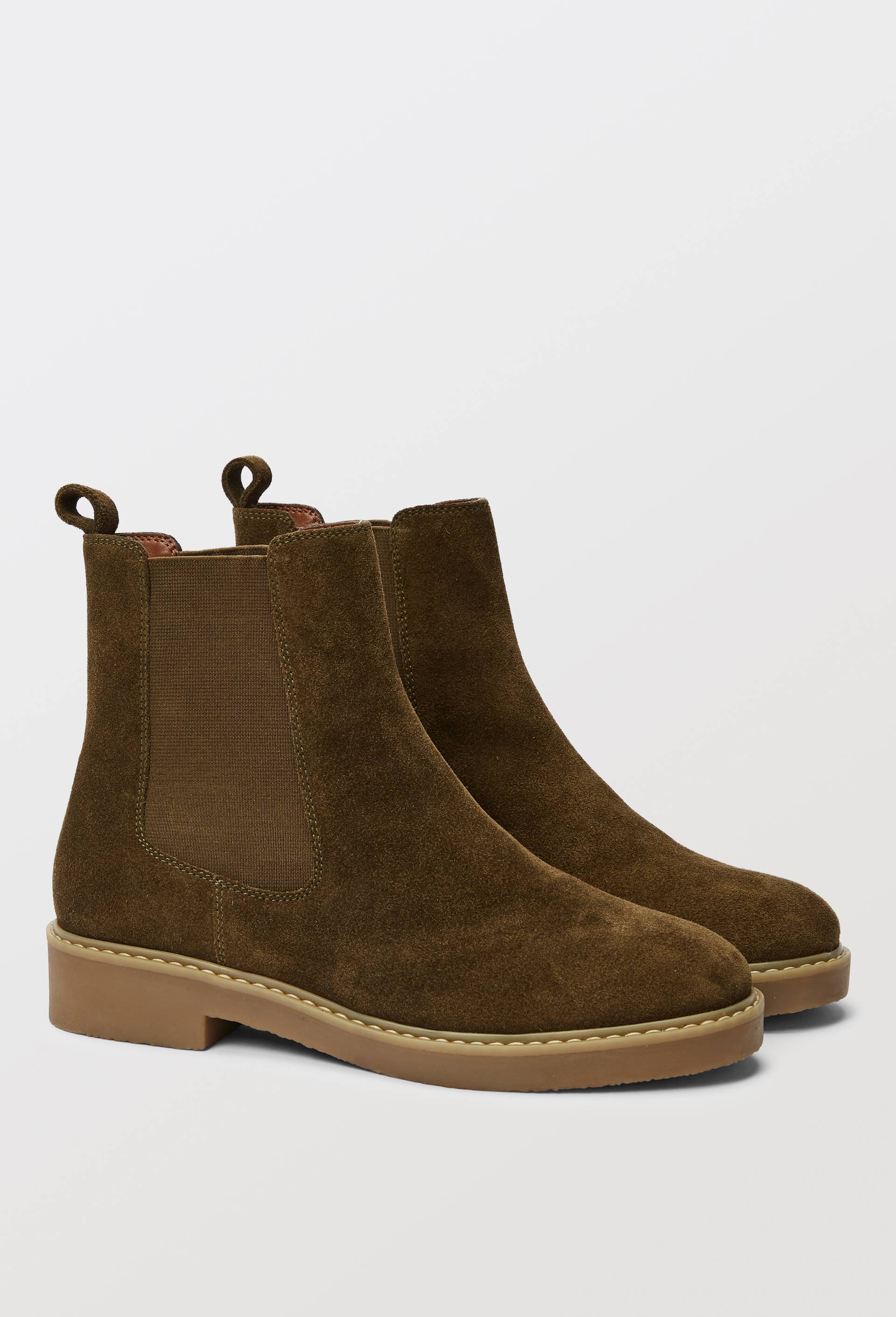 Bottines plates, cuir responsable, Vert fonc&eacute;, large image number 0.0