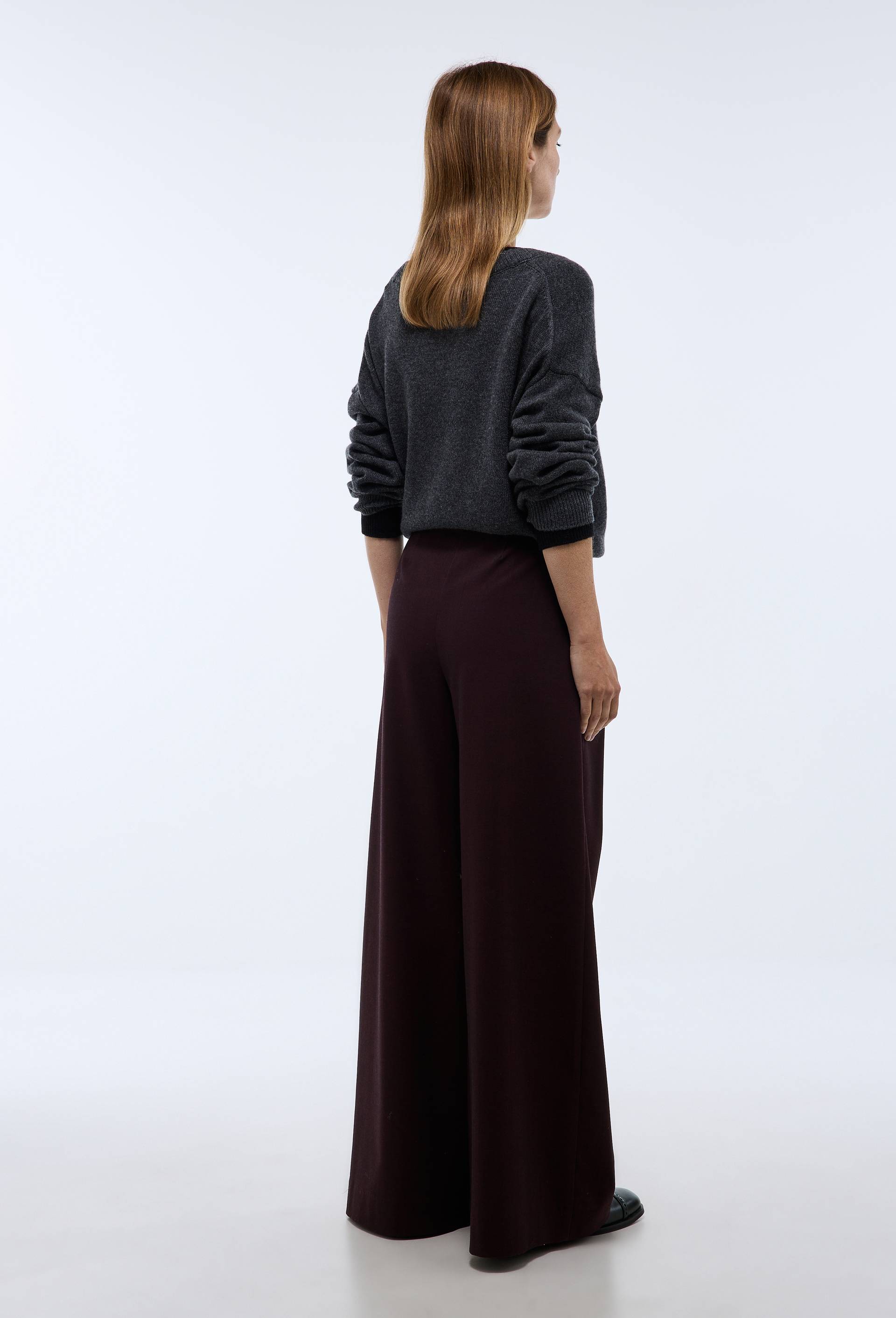 Pantalon large fluide contenant de la laine, Rouge fonc&eacute;, large image number 2.0