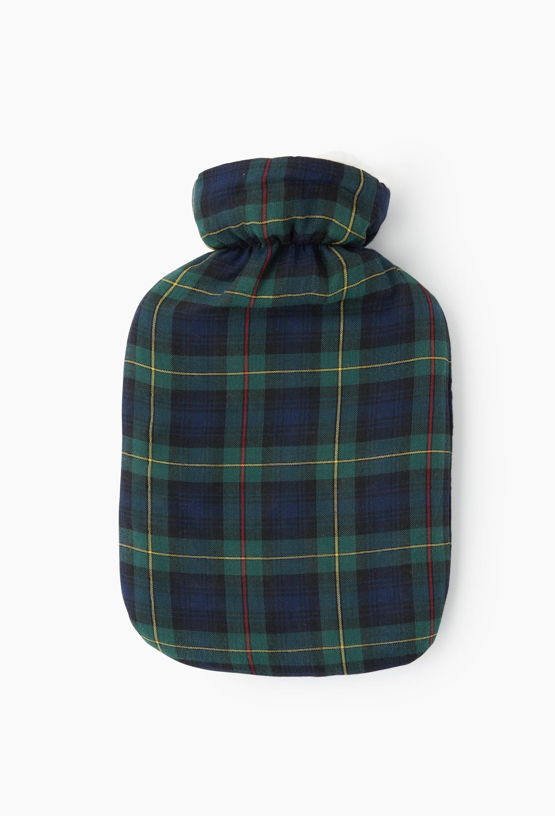 Bouillotte imprim&eacute; carreaux,  32x19,5cm, en caoutchouc et polyester, Vert fonc&eacute;, swatch image
