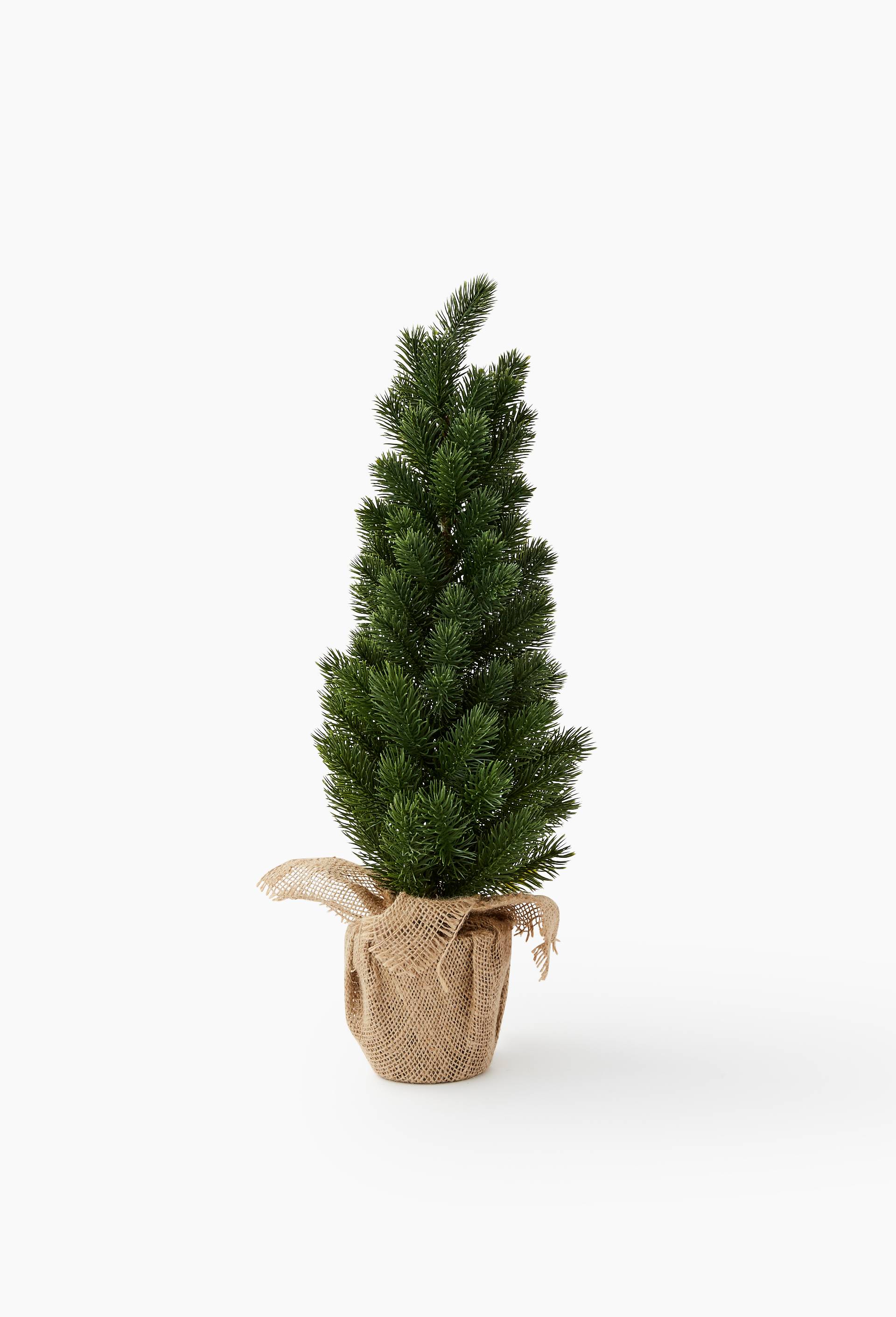 Sapin en plastique avec pot en jute,  14xh58cm, Vert fonc&eacute;, large image number 0