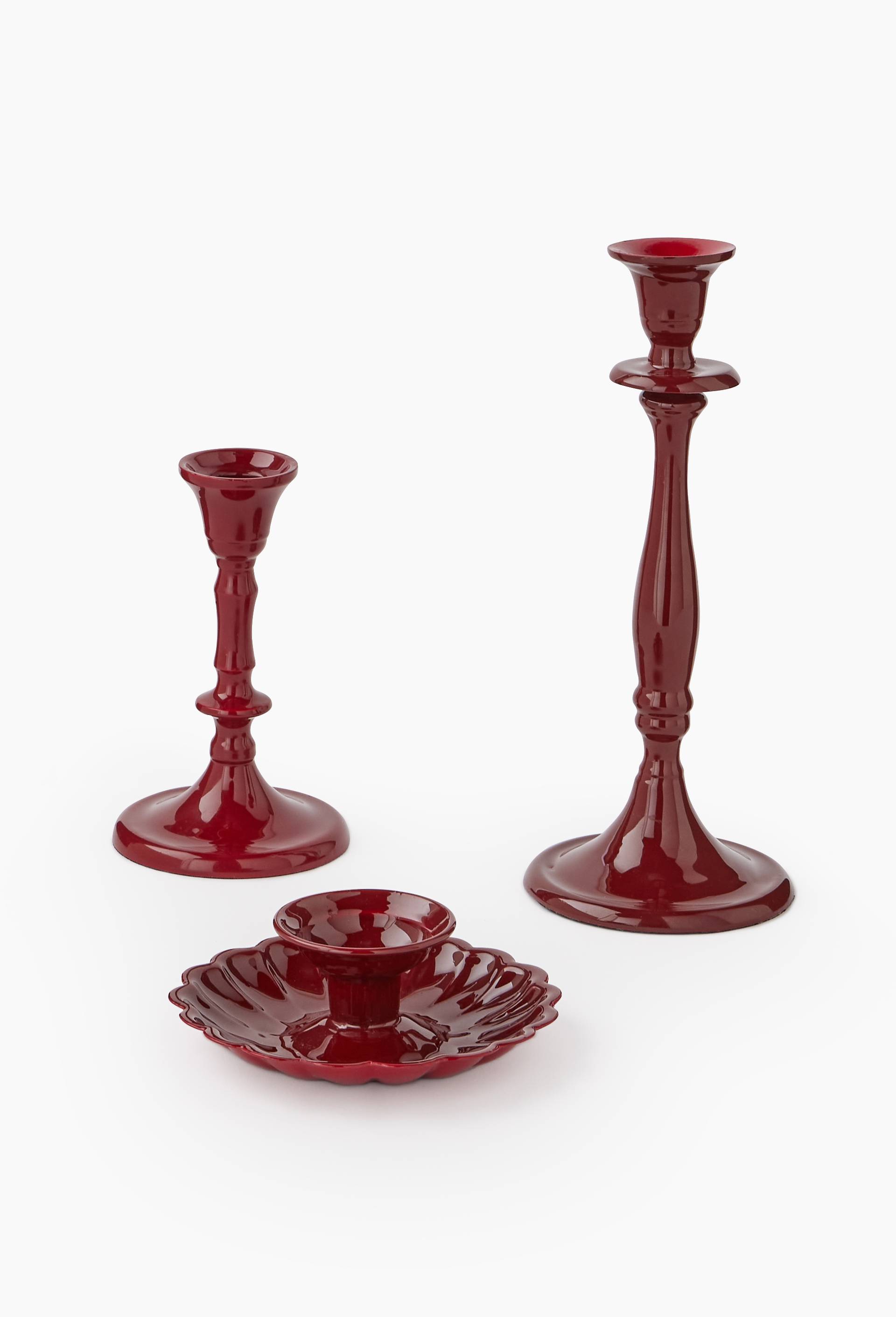Bougeoir, 8,5xH14cm, en aluminium, Rouge, large image number 2