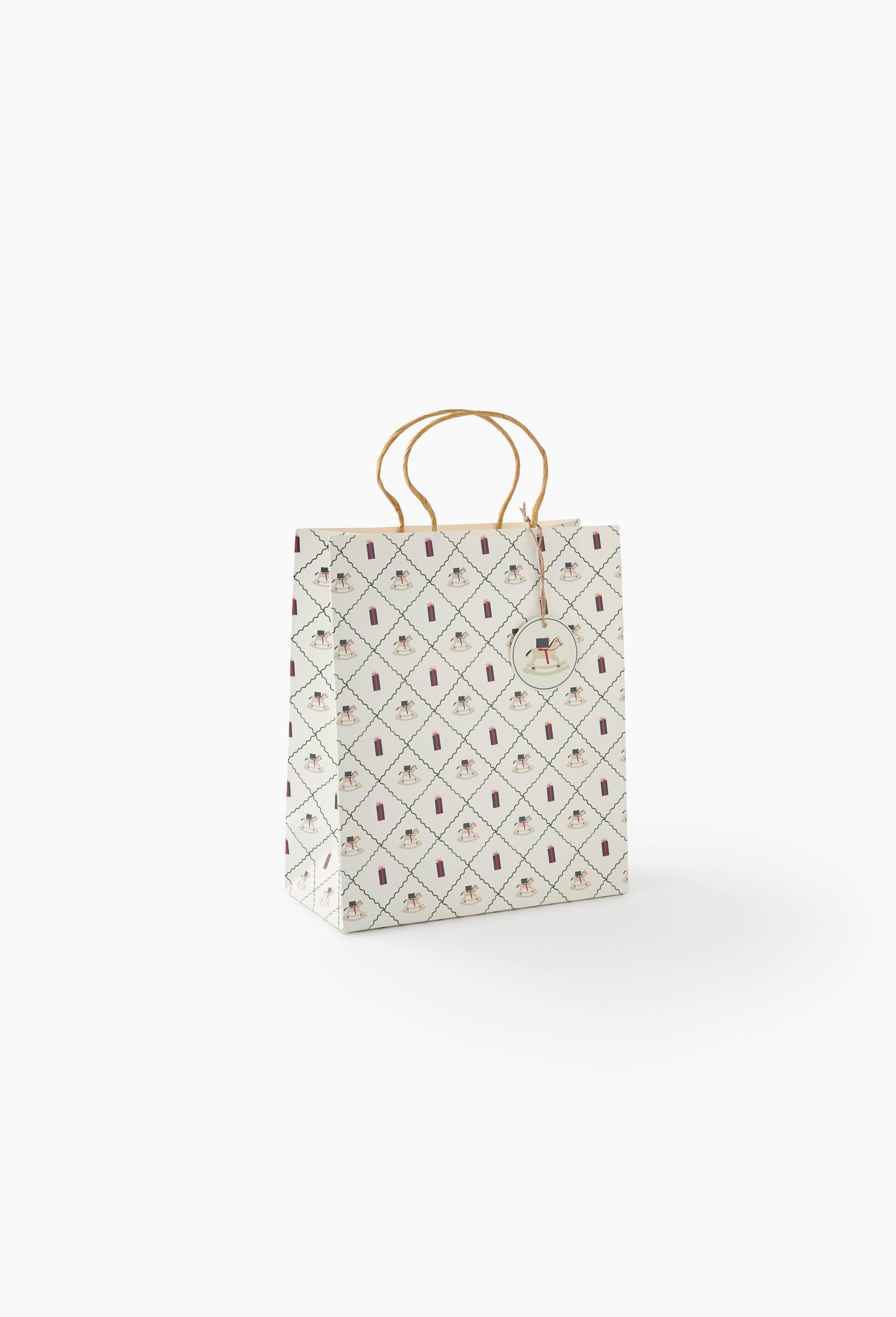 Sac cadeau, taille M, Ecru, large image number 0