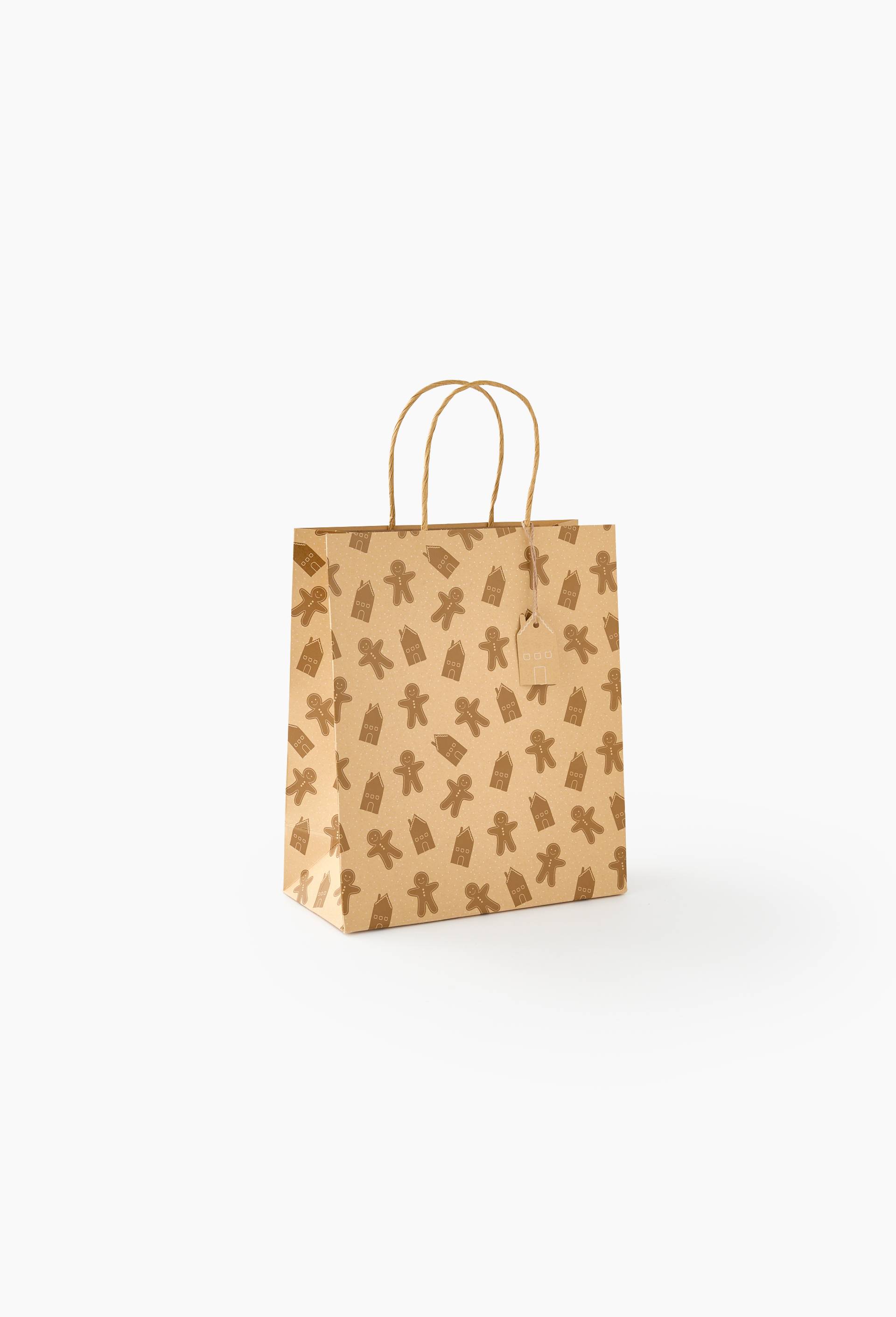 Sac cadeau, taille M, Brun, large image number 0