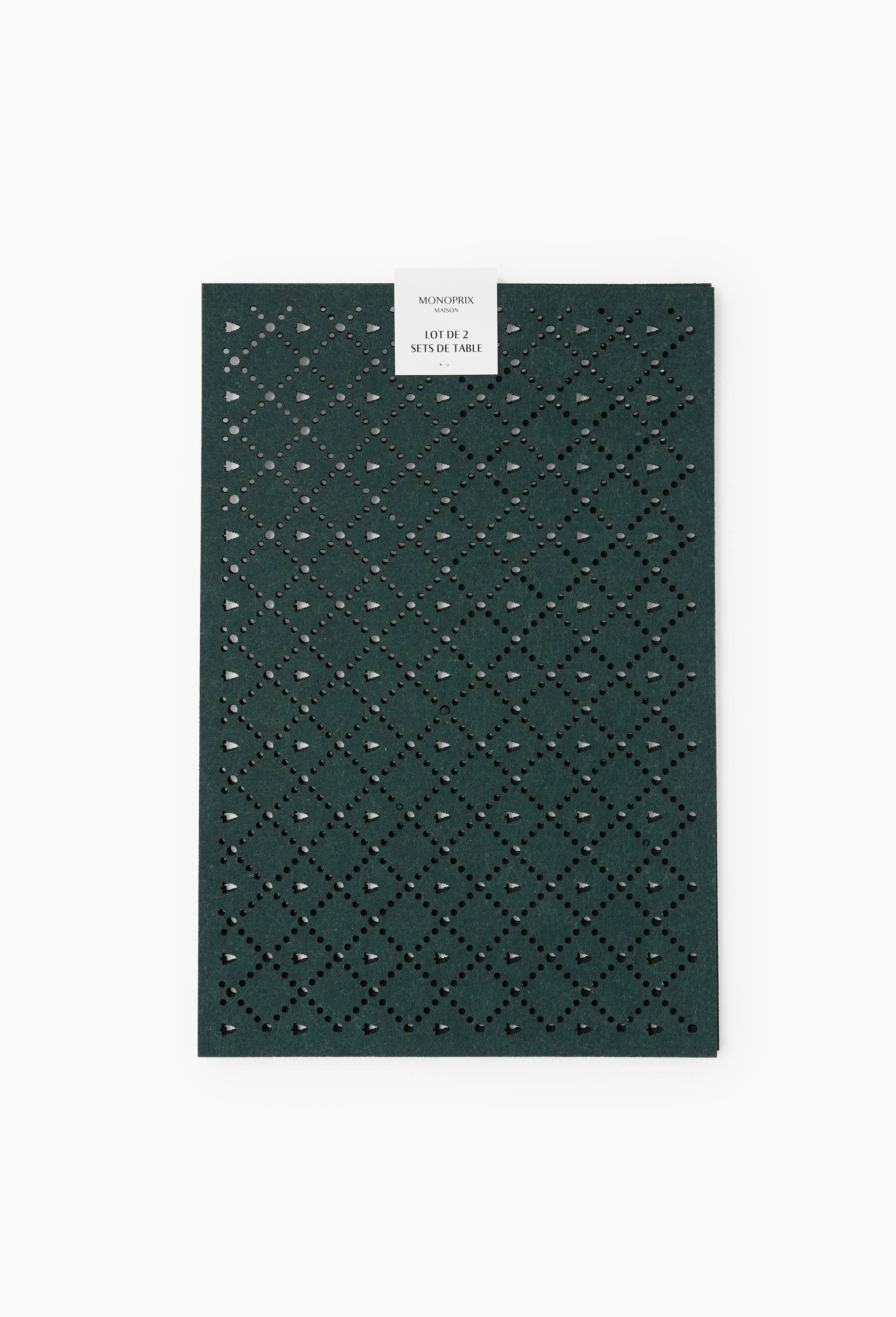 Lot de 2 sets de table en feutrine, Vert fonc&eacute;, large image number 0