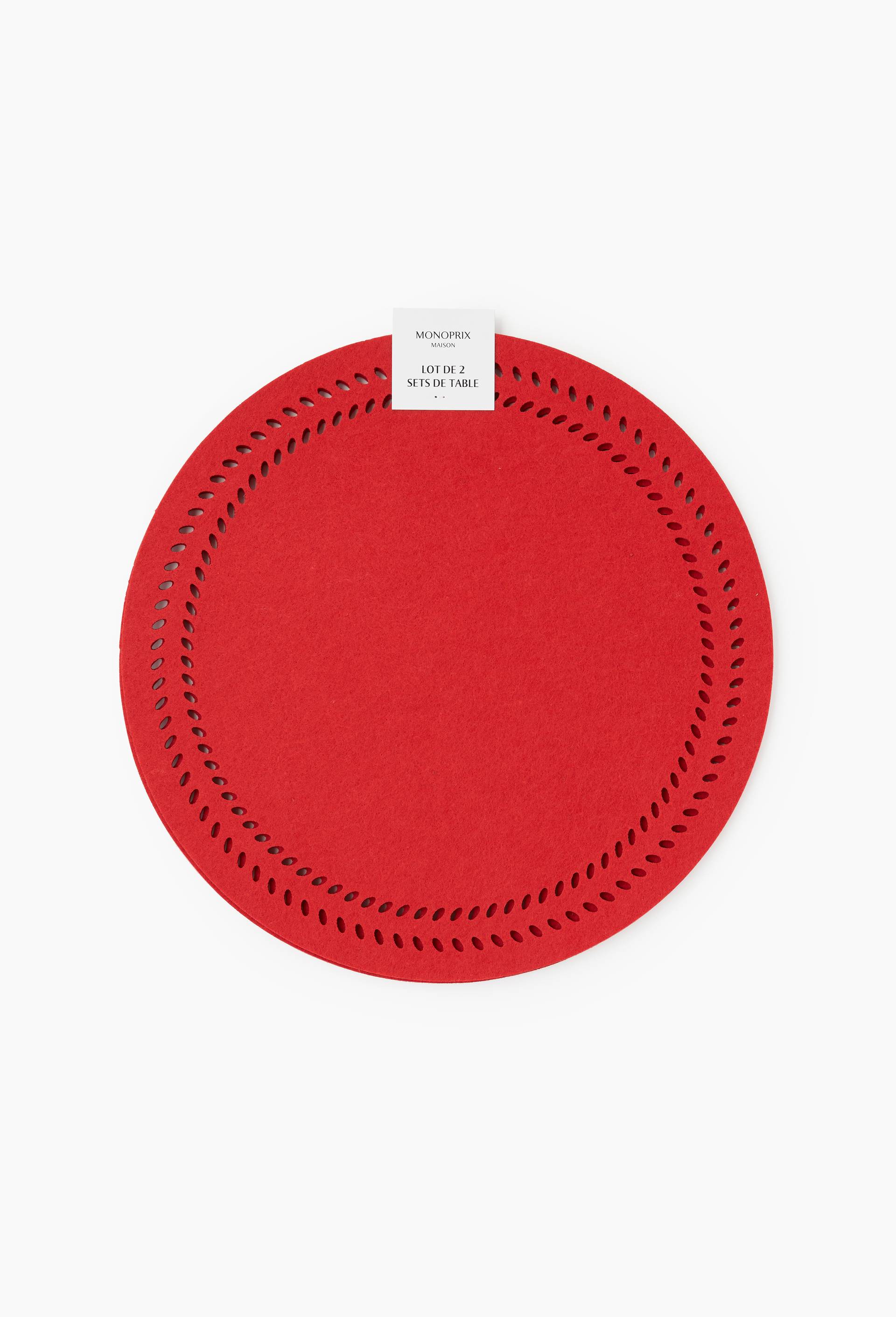 Lot de 2 sets de table en feutrine, Rouge, large image number 0