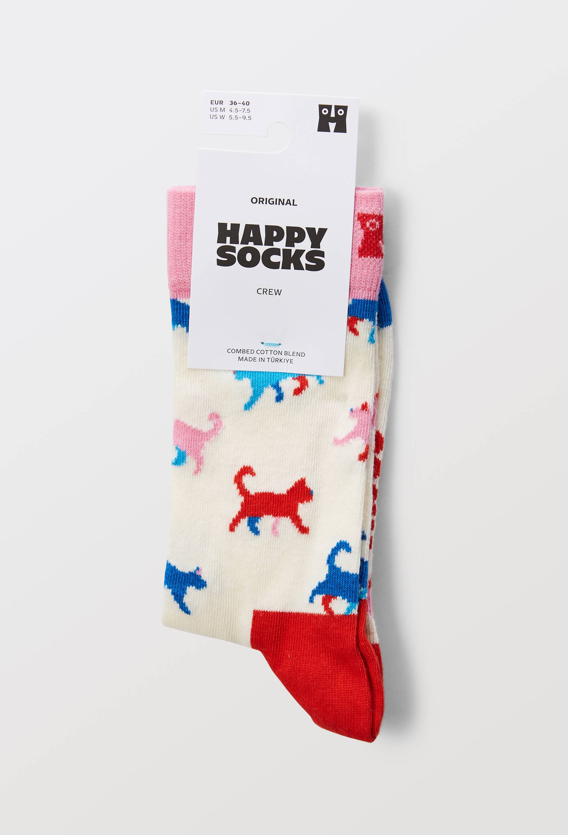 Paire de chaussettes &agrave; motif chat en coton HAPPY SOCKS, Blanc, large image number 3.0