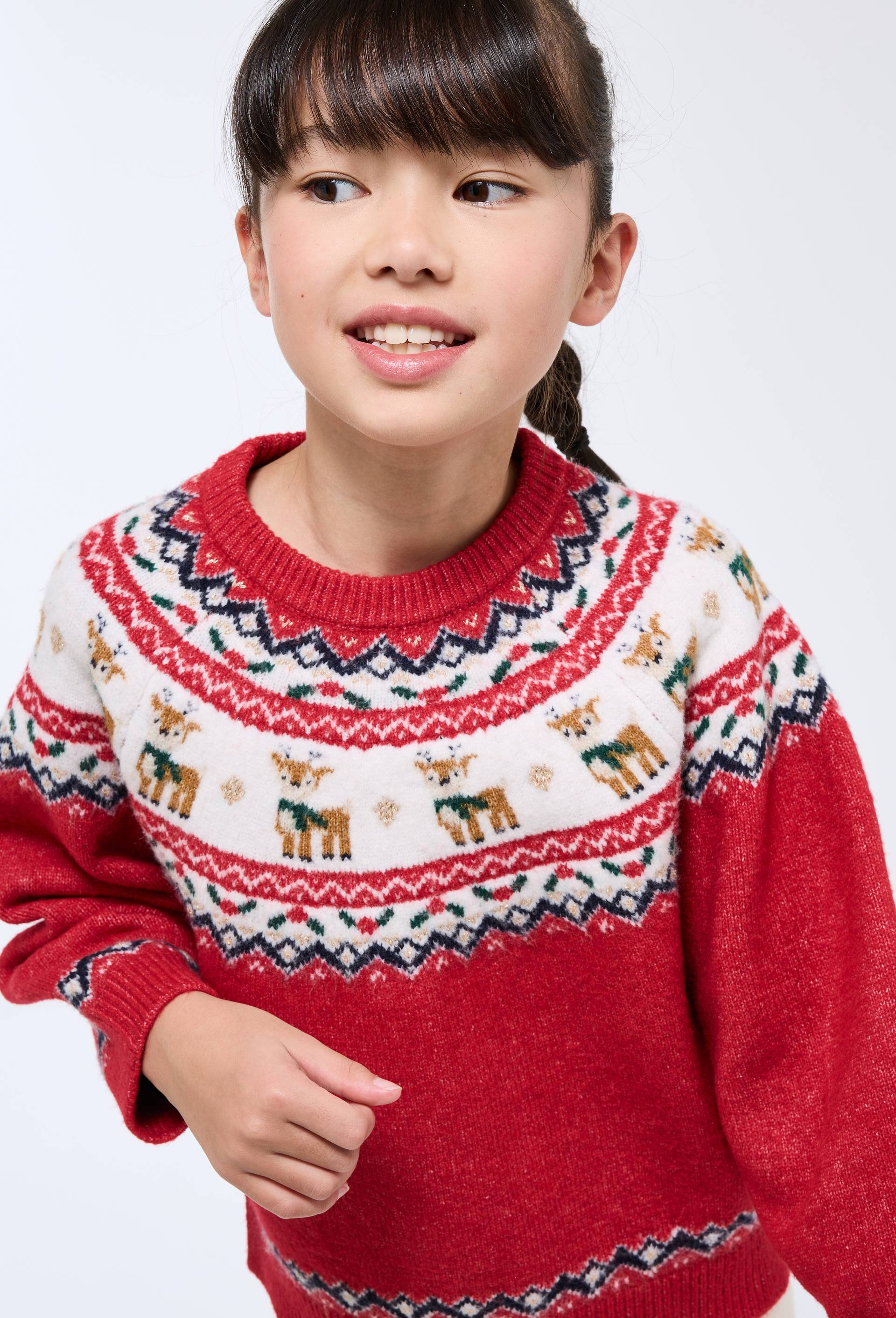 Pull jacquard contenant de la laine ROUGE pour enfant MONOPRIX