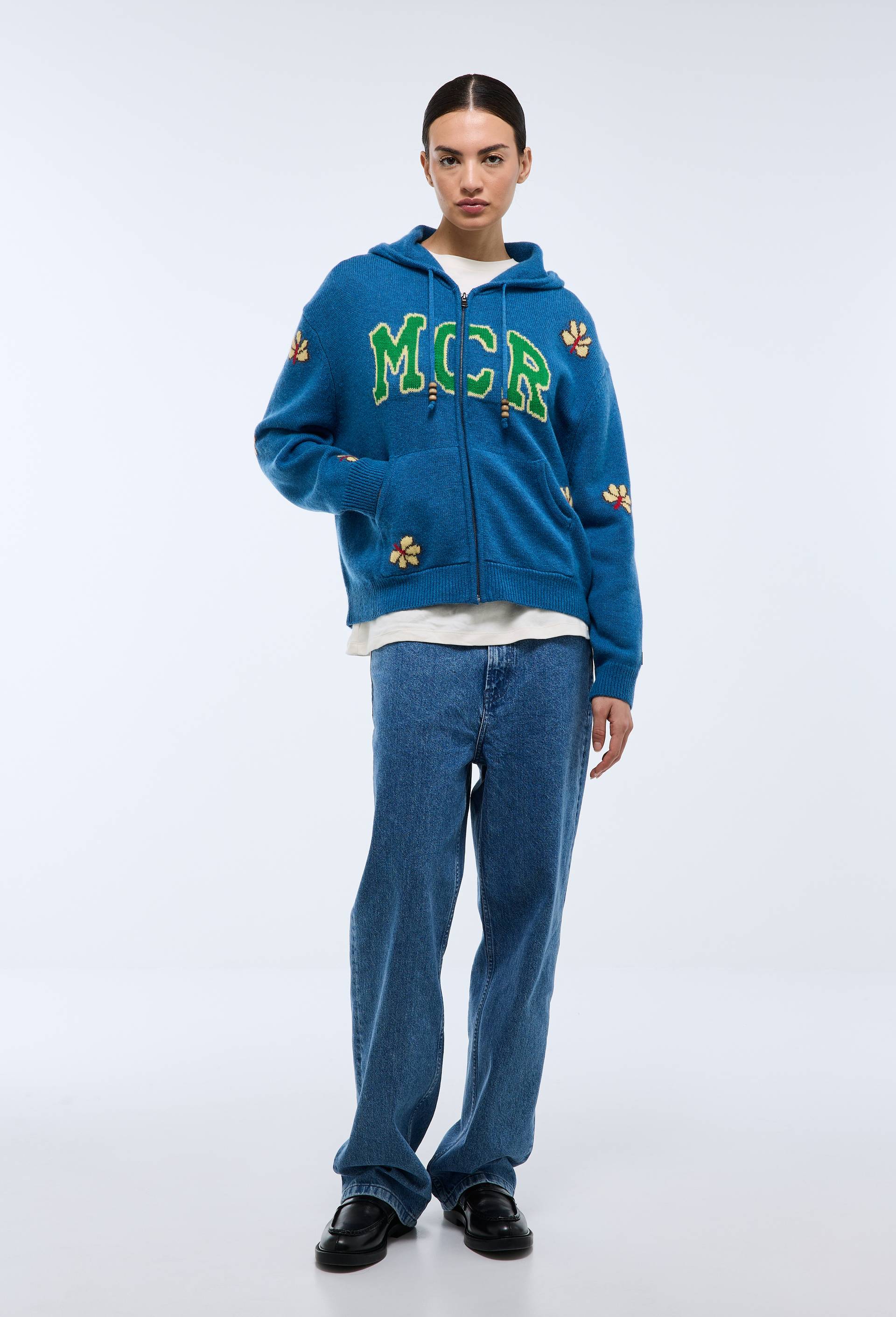 Pull à capuche zippé en laine MAISON CHATEAU ROUGE x MONOPRIX BLEU pour femme MONOPRIX CREATEURS