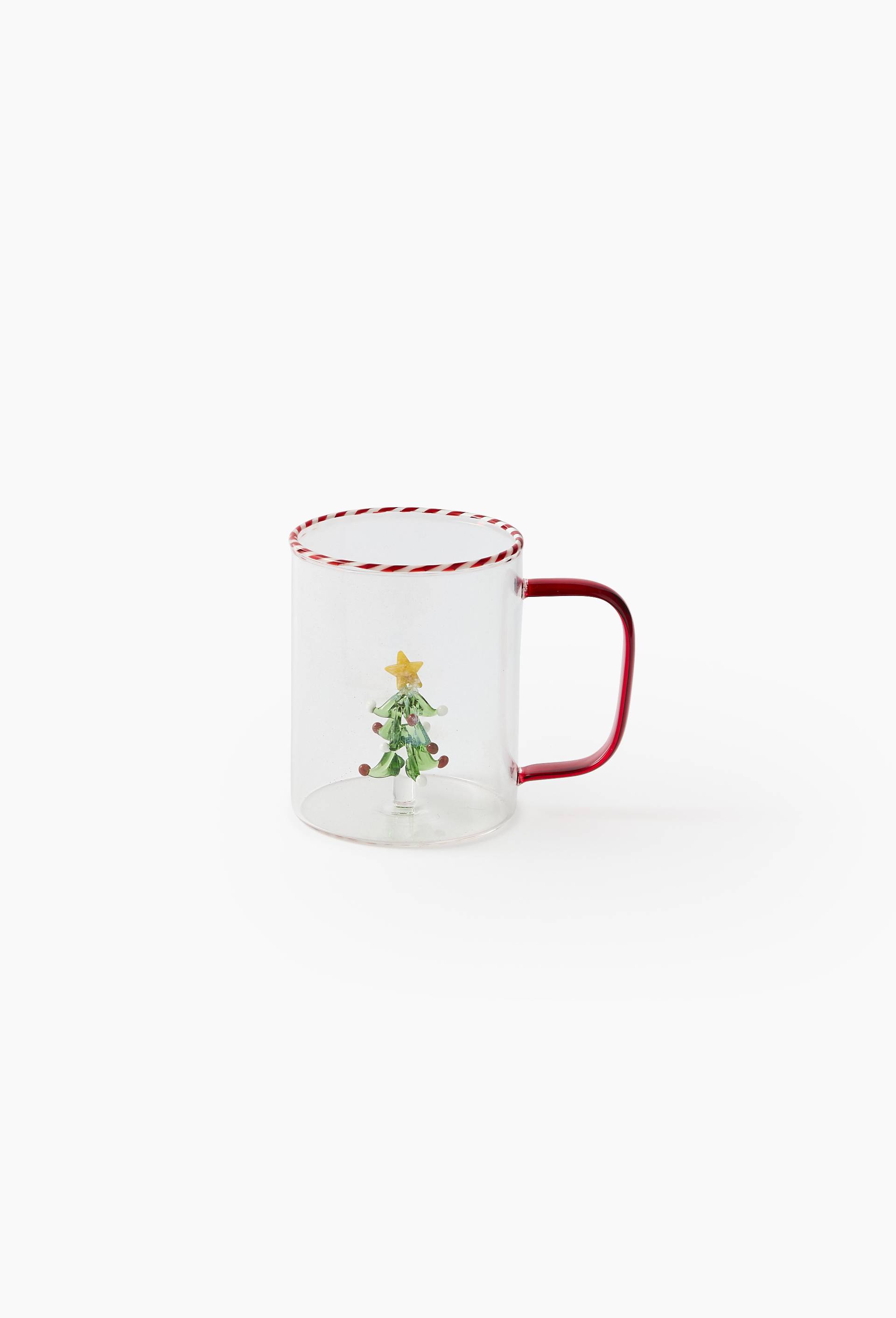 Tasse motif sapin, 38cl, en verre, Transparent, large image number 0