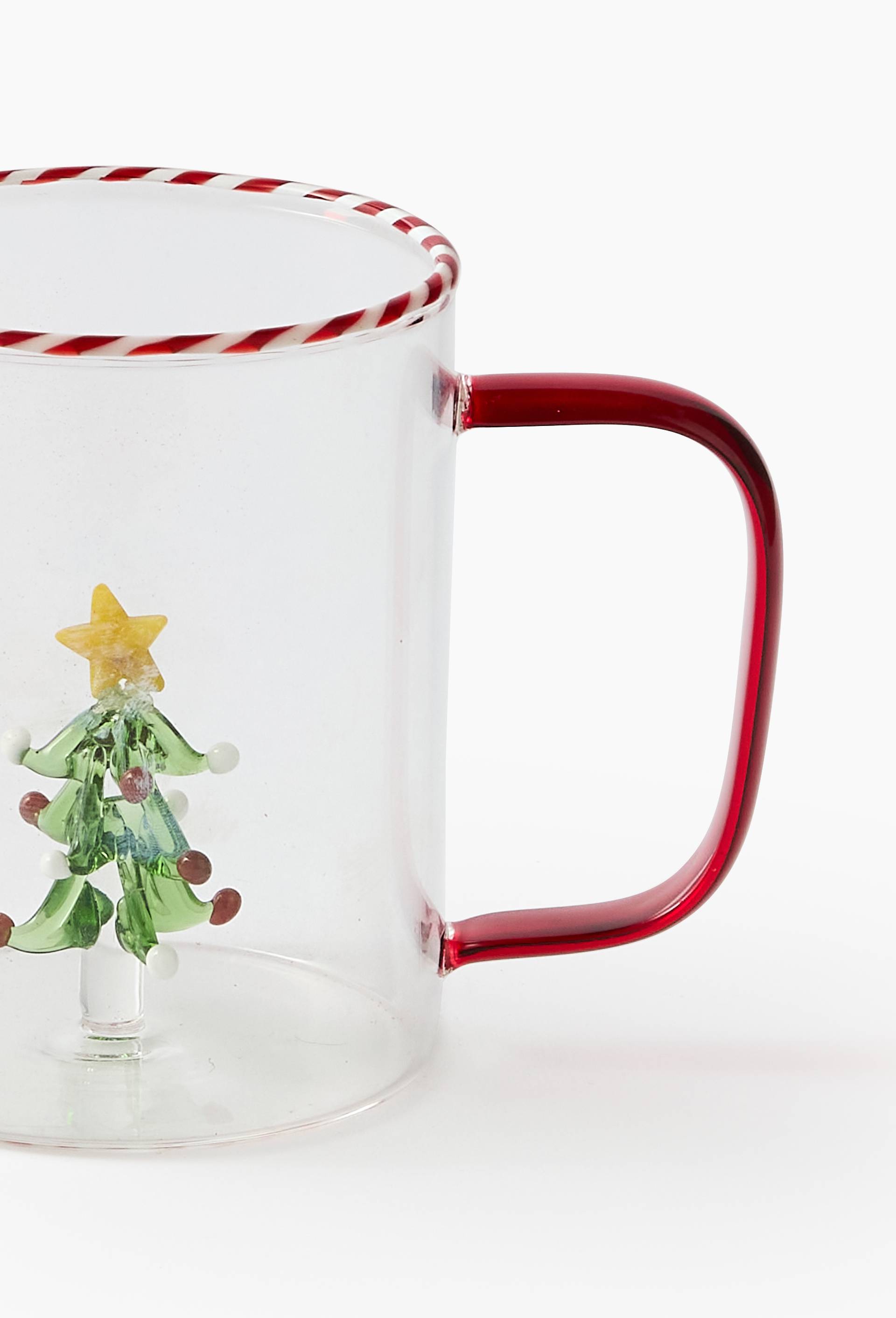 Tasse motif sapin, 38cl, en verre, Transparent, large image number 1