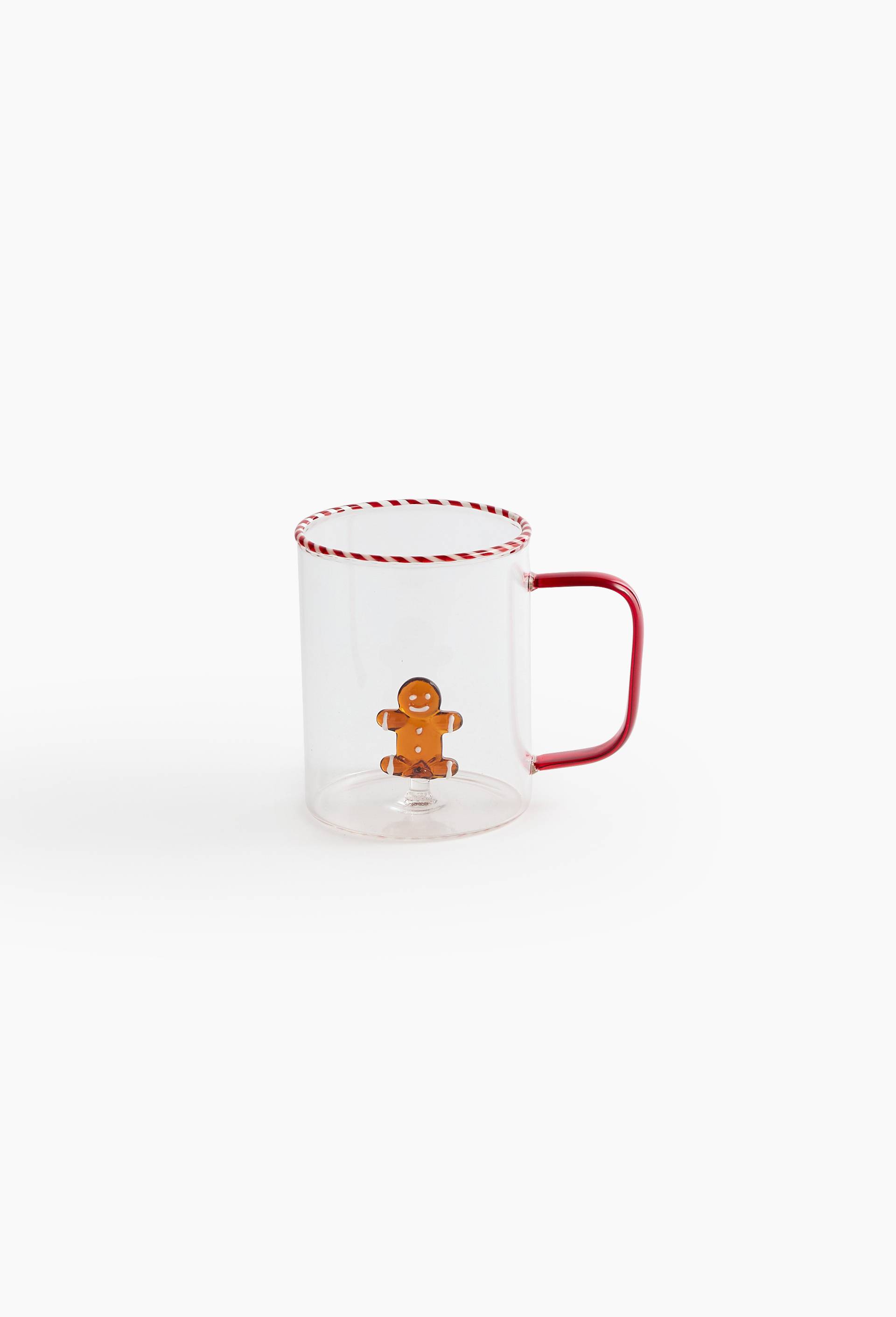 Tasse motif pain d'&eacute;pice, 38cl, en verre, Transparent, large image number 0.0
