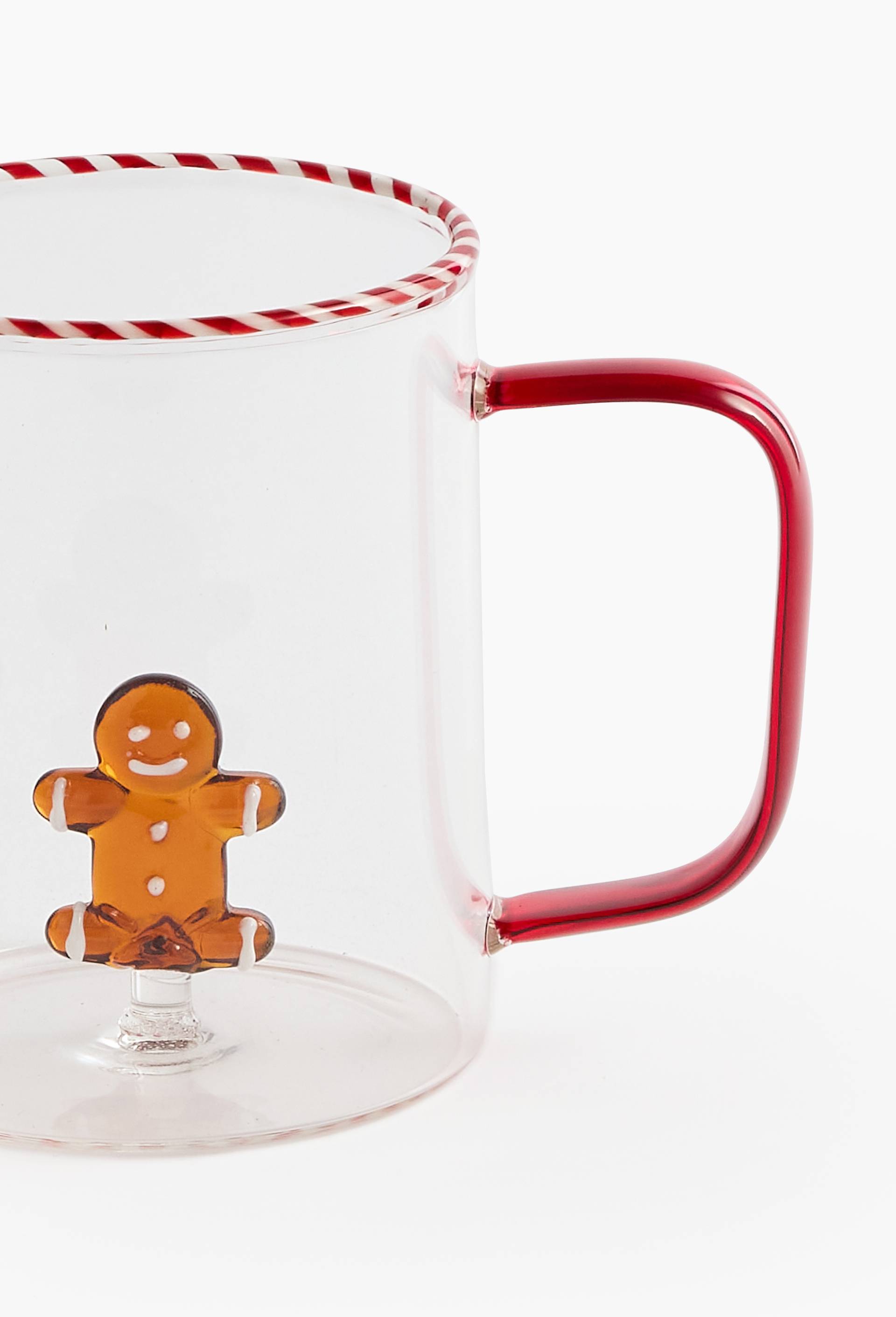 Tasse motif pain d'&eacute;pice, 38cl, en verre, Transparent, large image number 1