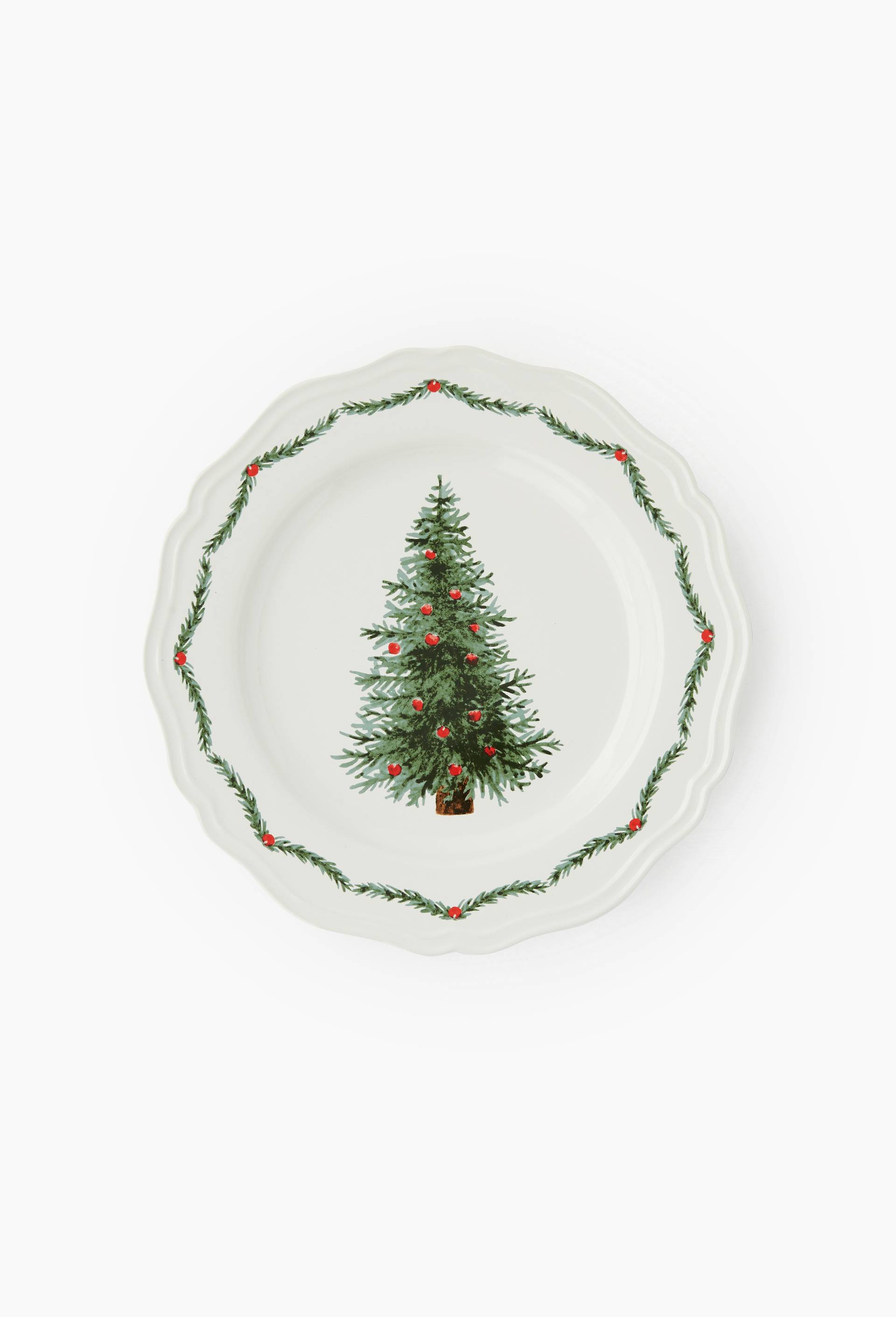Assiette plate finition imprim&eacute;e, 27cm, Vert fonc&eacute;, large image number 0.0