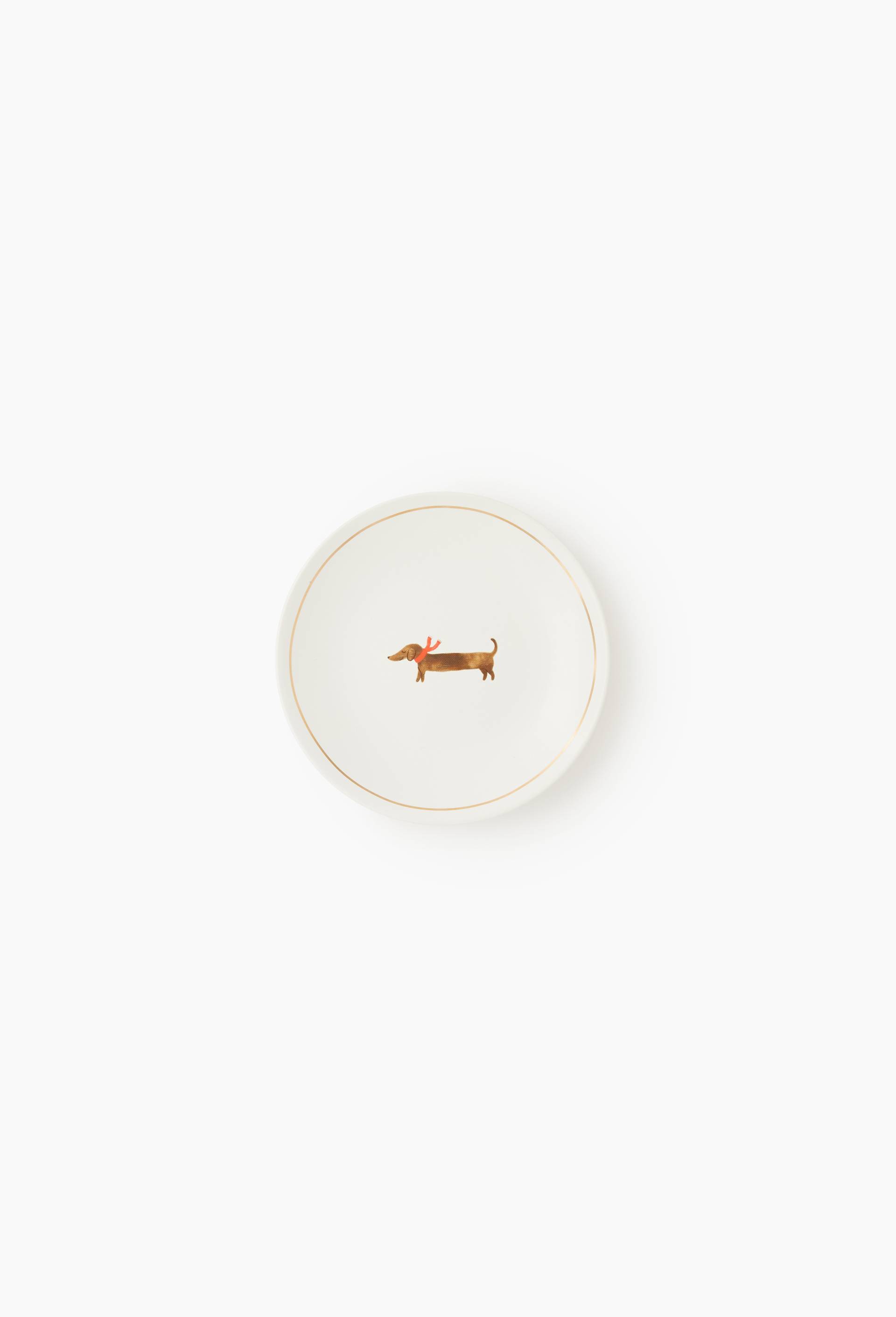 Assiette &agrave; pain finition imprim&eacute;e teckel, 14cm, Blanc, large image number 0