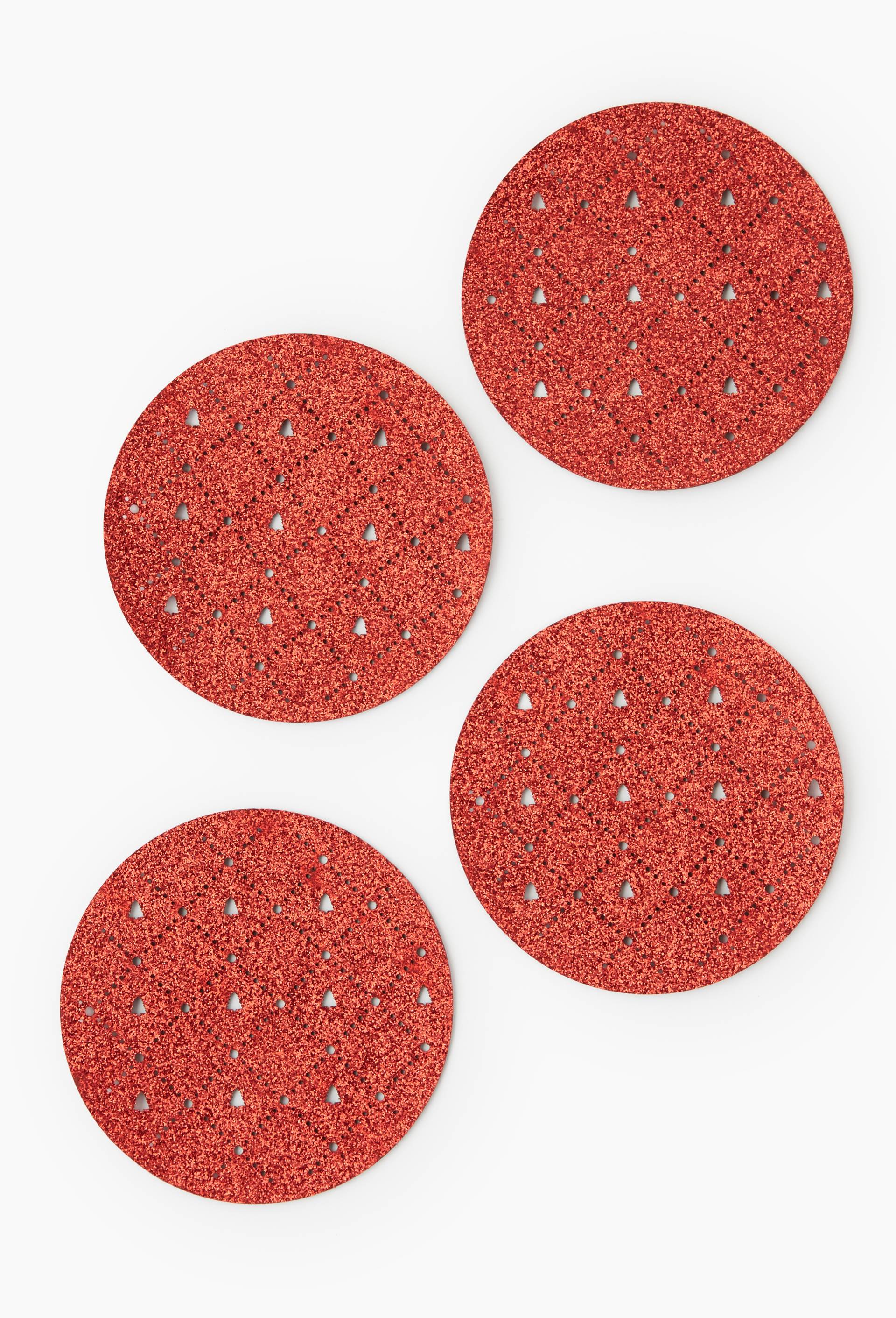 Lot de 4 dessous de verre, 10cm, r&eacute;sine acrylique, Rouge, large image number 1.0