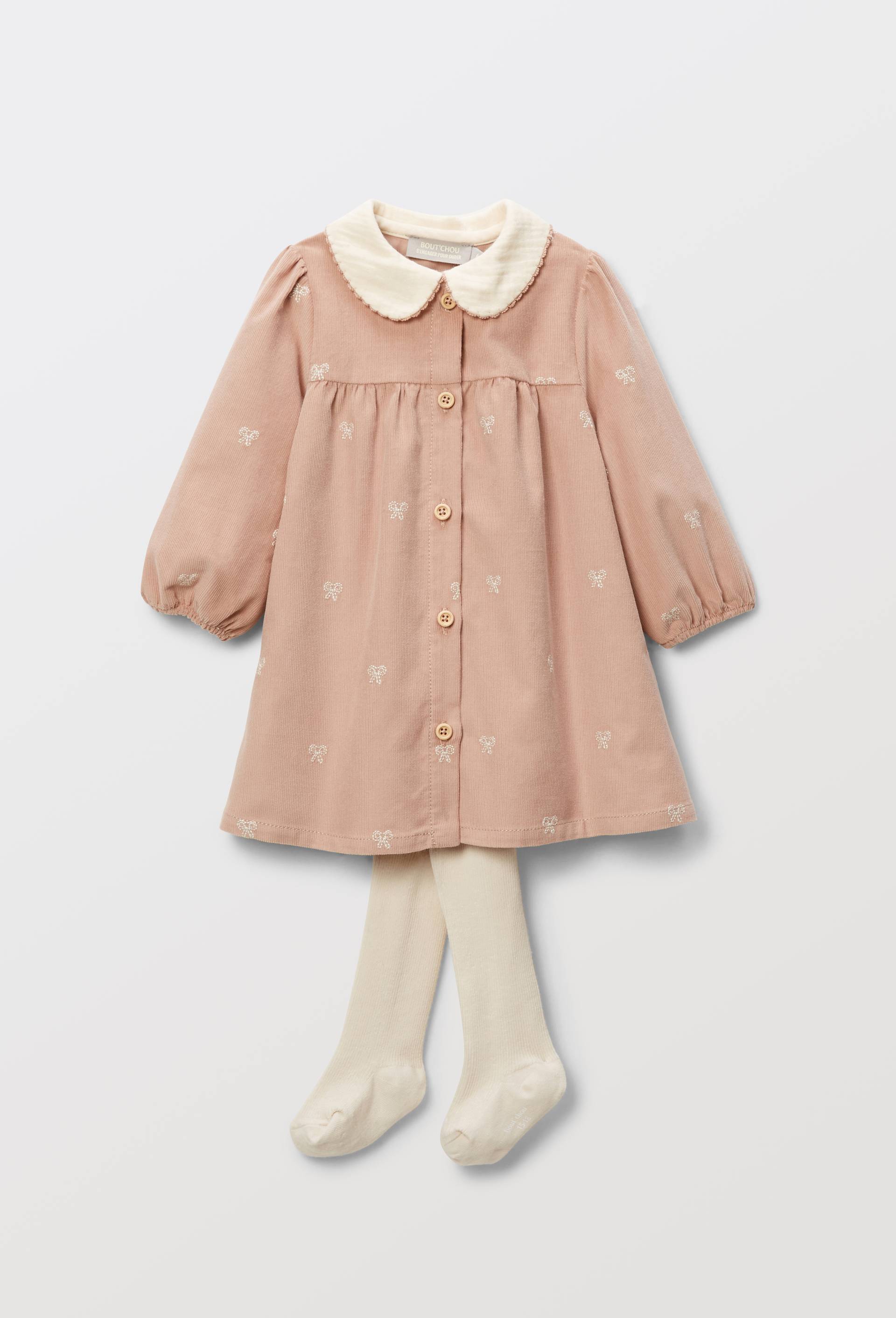 Robe Velours Hiver Pour Bébé Fille 12 Mois - Manches Longues, Motif Fleuri, Mi-saison