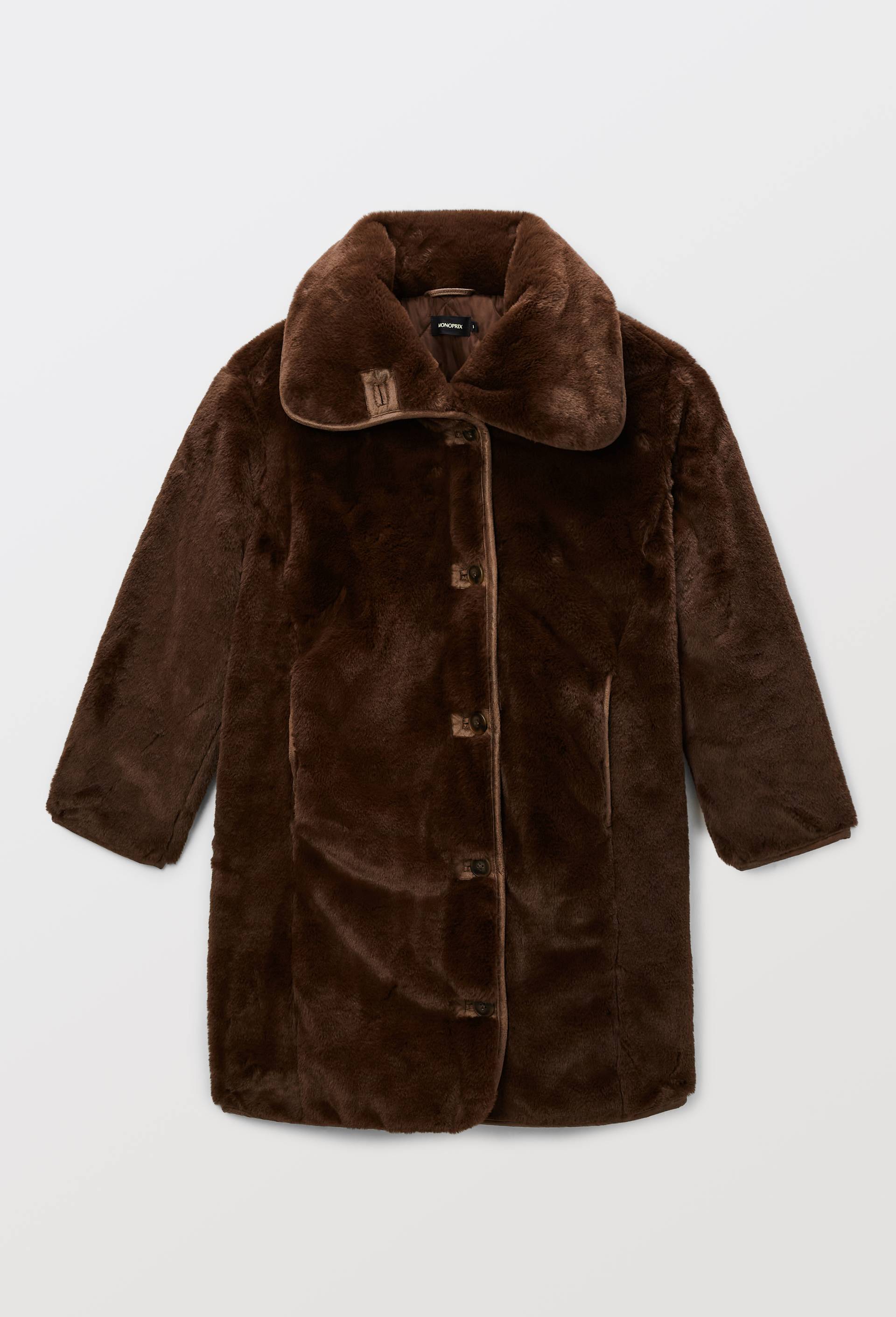 Manteau en fausse fourrure, Brun, large image number 3