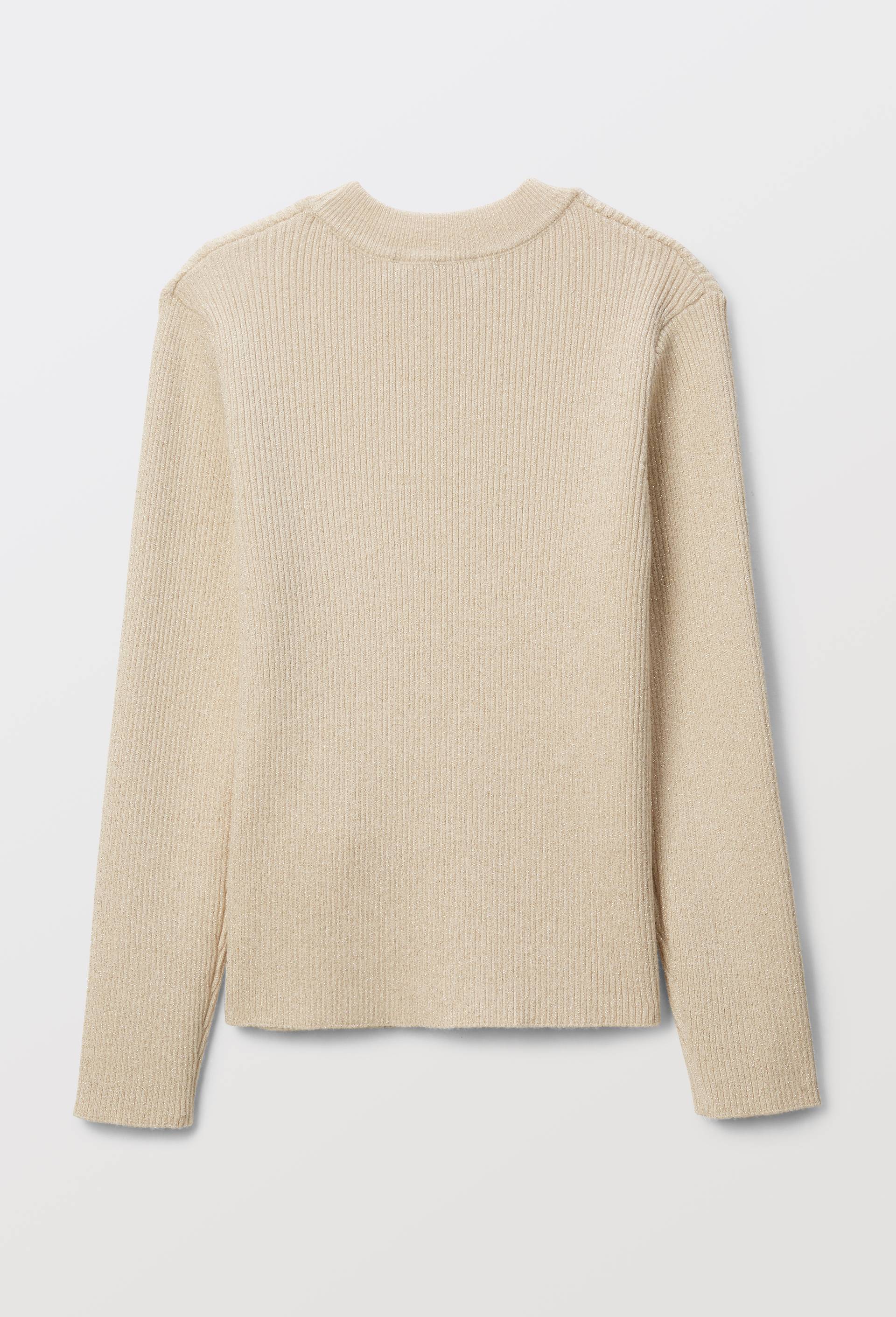 Sous pull uni &agrave; col montant en fibres m&eacute;tallis&eacute;s, Beige clair, large image number 3