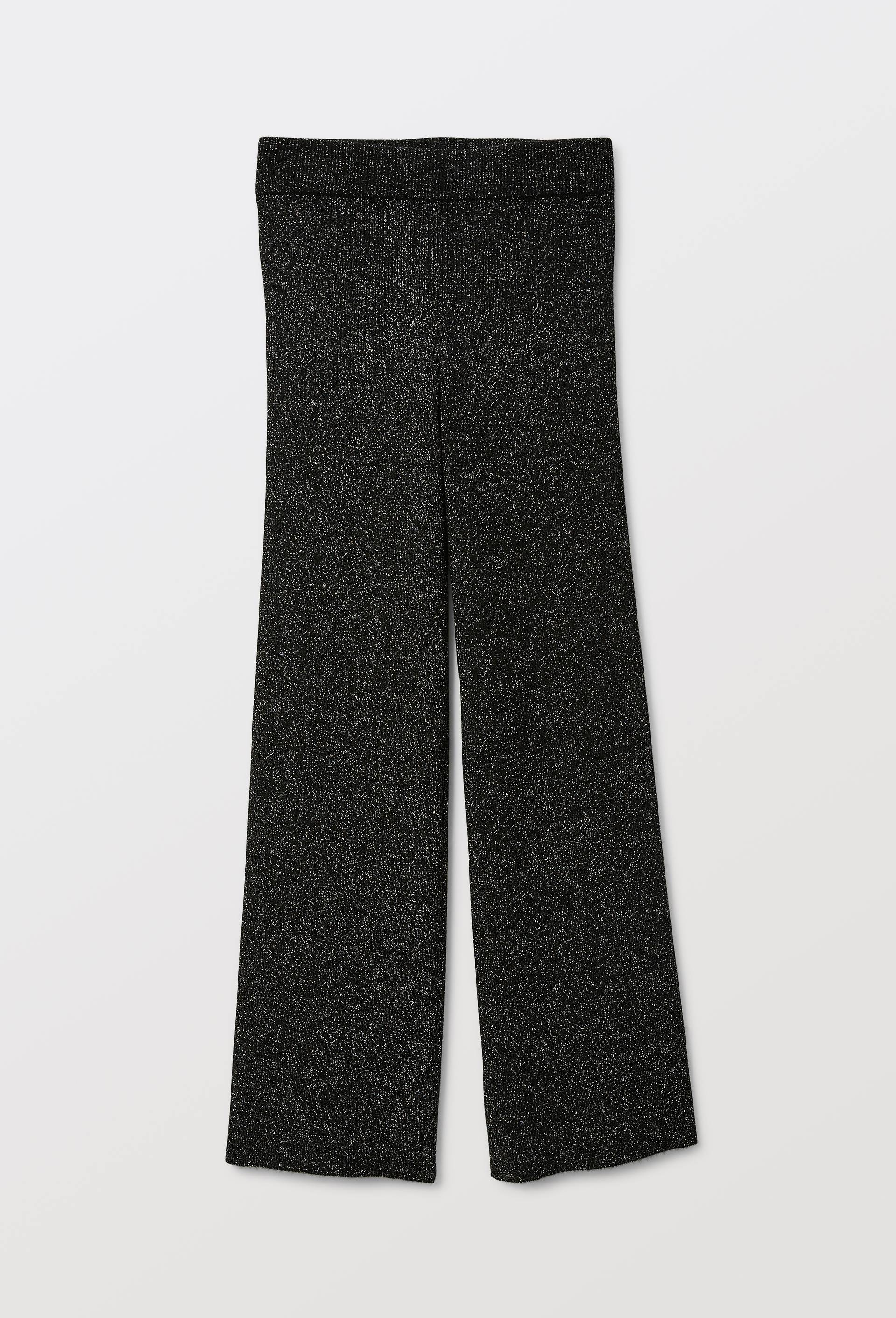 Pantalon large en maille en fibres m&eacute;tallis&eacute;es, Noir, large image number 3