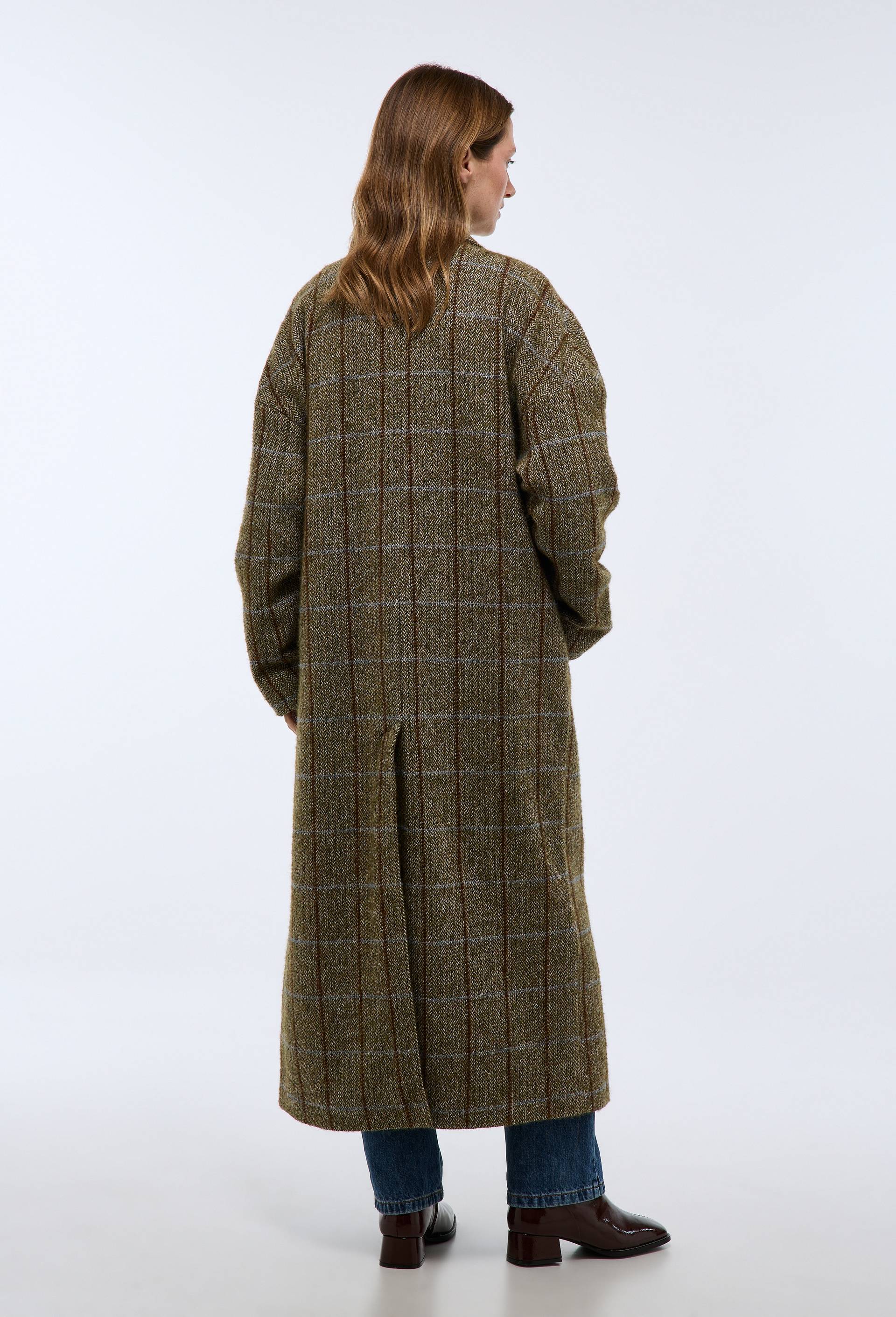 Manteau long &agrave; carreaux &agrave; double boutonnage contenant de la laine, Brun fonc&eacute;, large image number 4