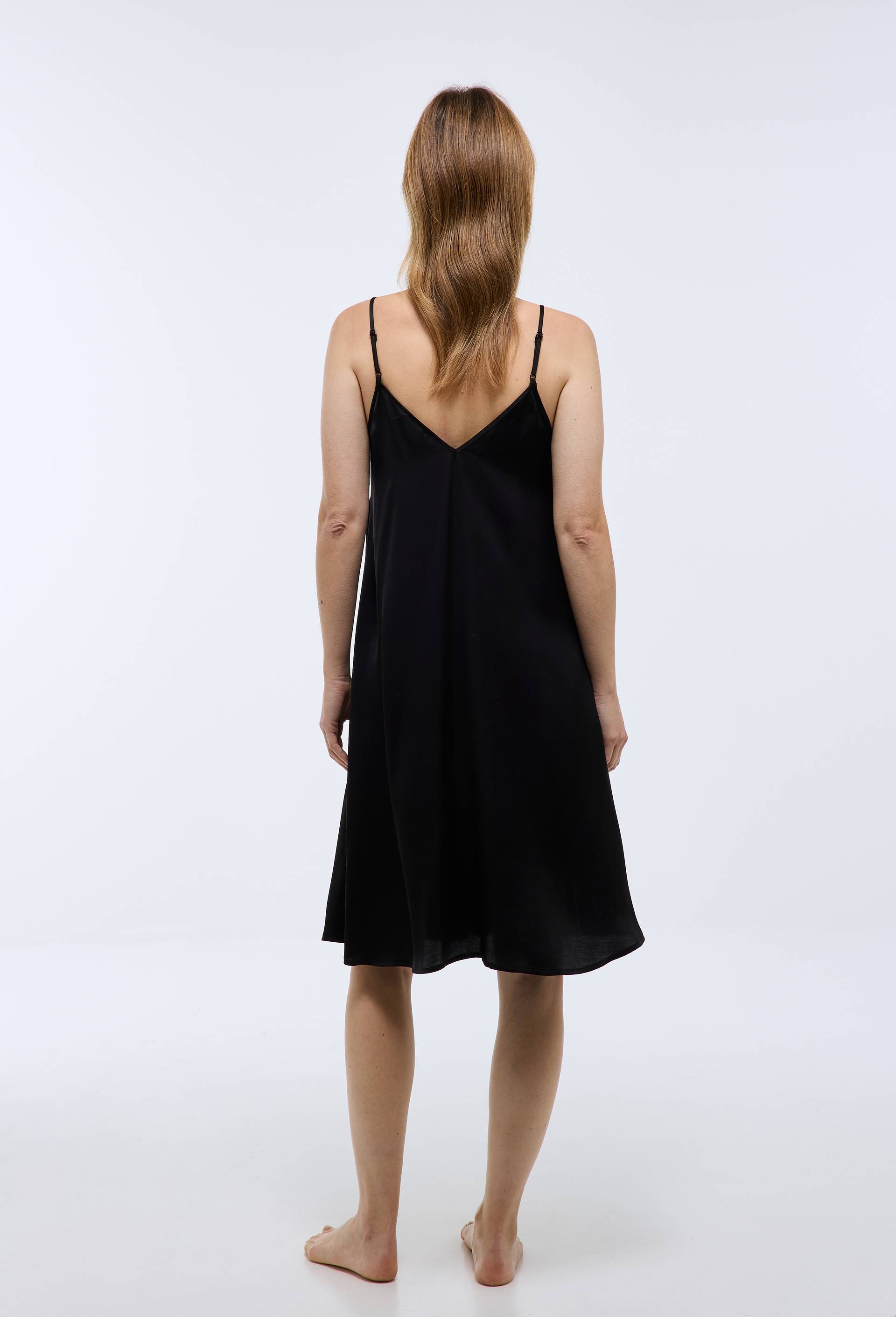 Chemise de nuit unie en viscose, Noir, large image number 1