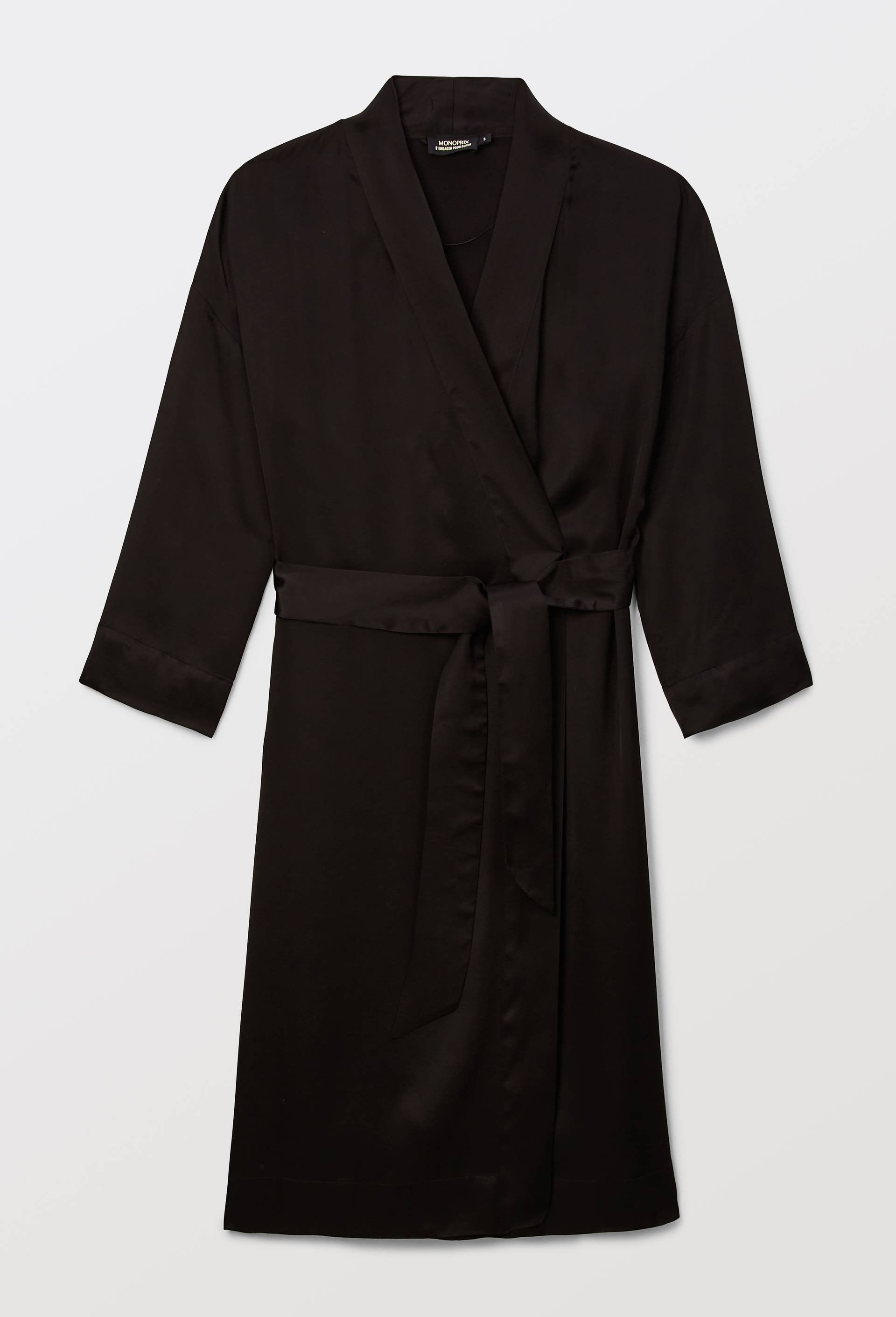 Kimono uni en viscose, Noir, large image number 2.0
