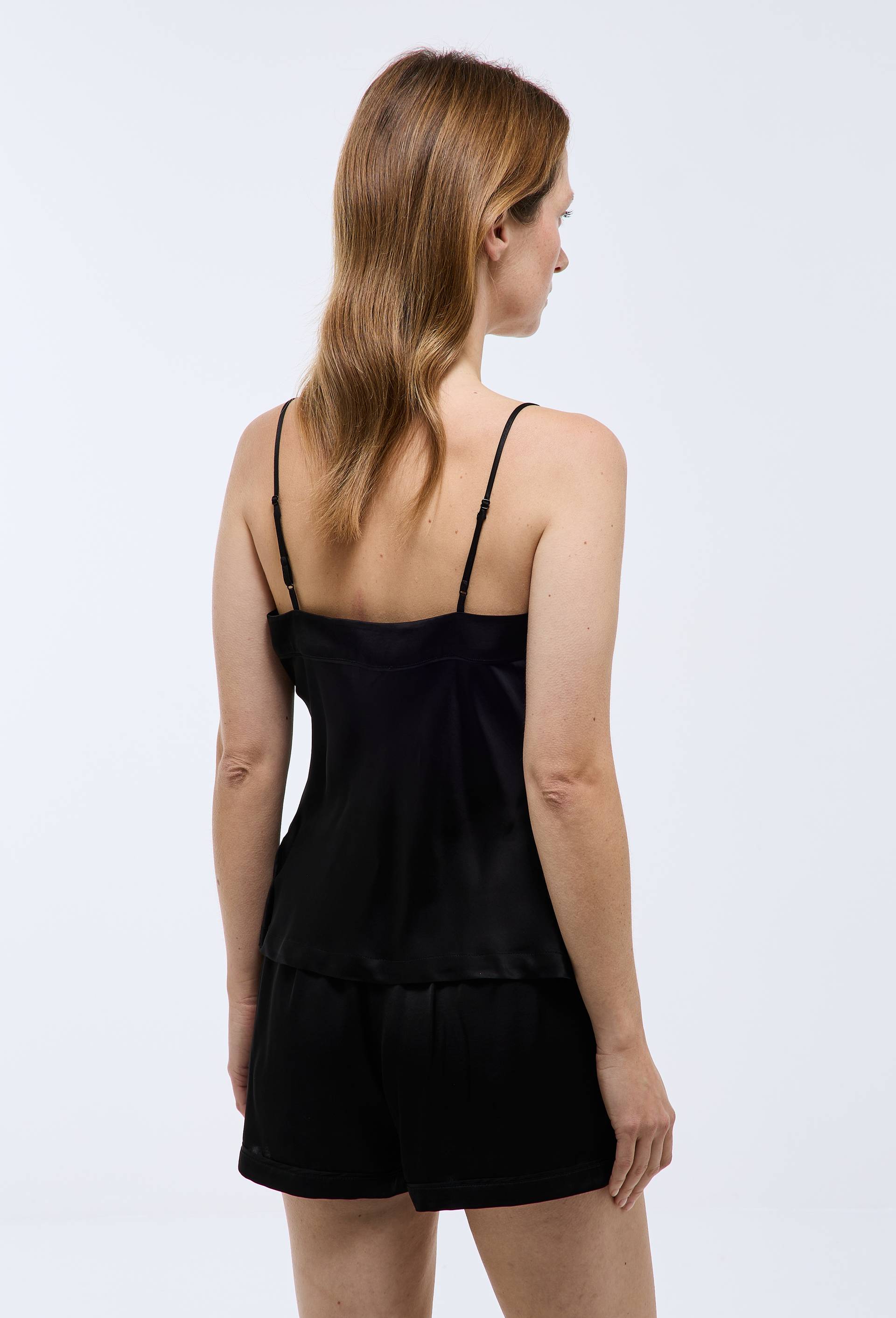 Pyjashort uni en viscose, Noir, large image number 1.0