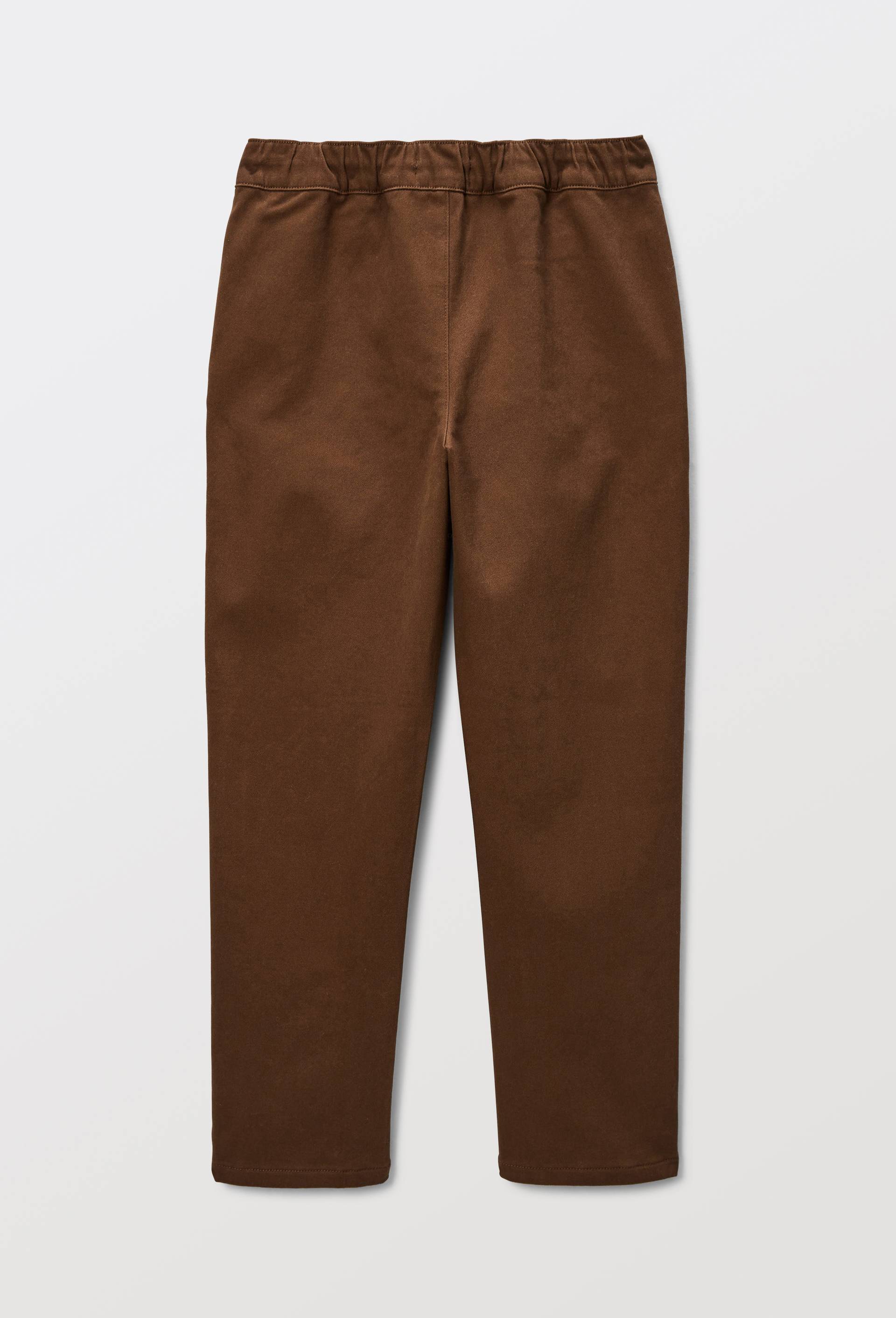 Pantalon droit &eacute;lastiqu&eacute; uni en coton BIO GOTS, Brun, large image number 1.0